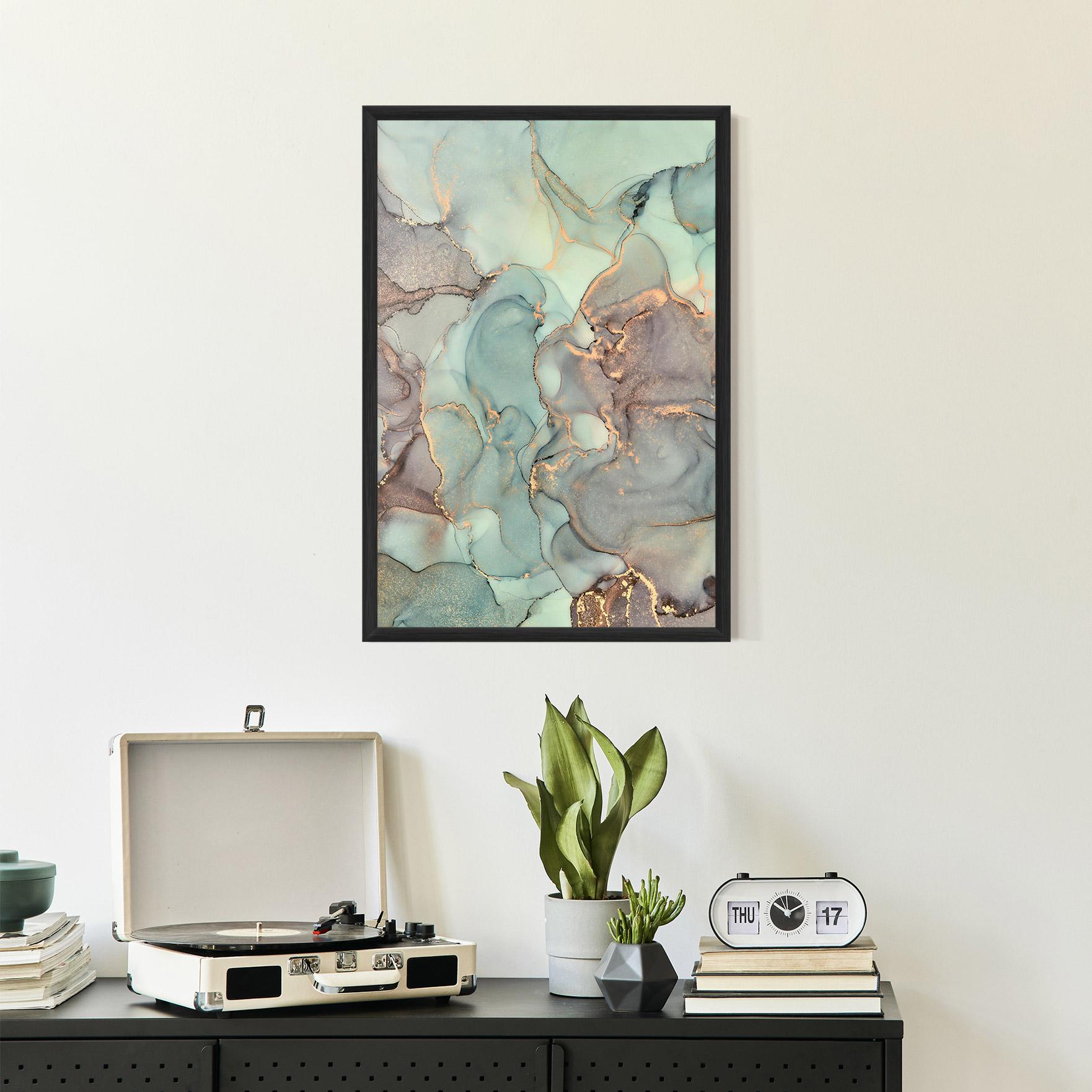 Poster Înrămat Abstract Turquoise Marble mockup 2