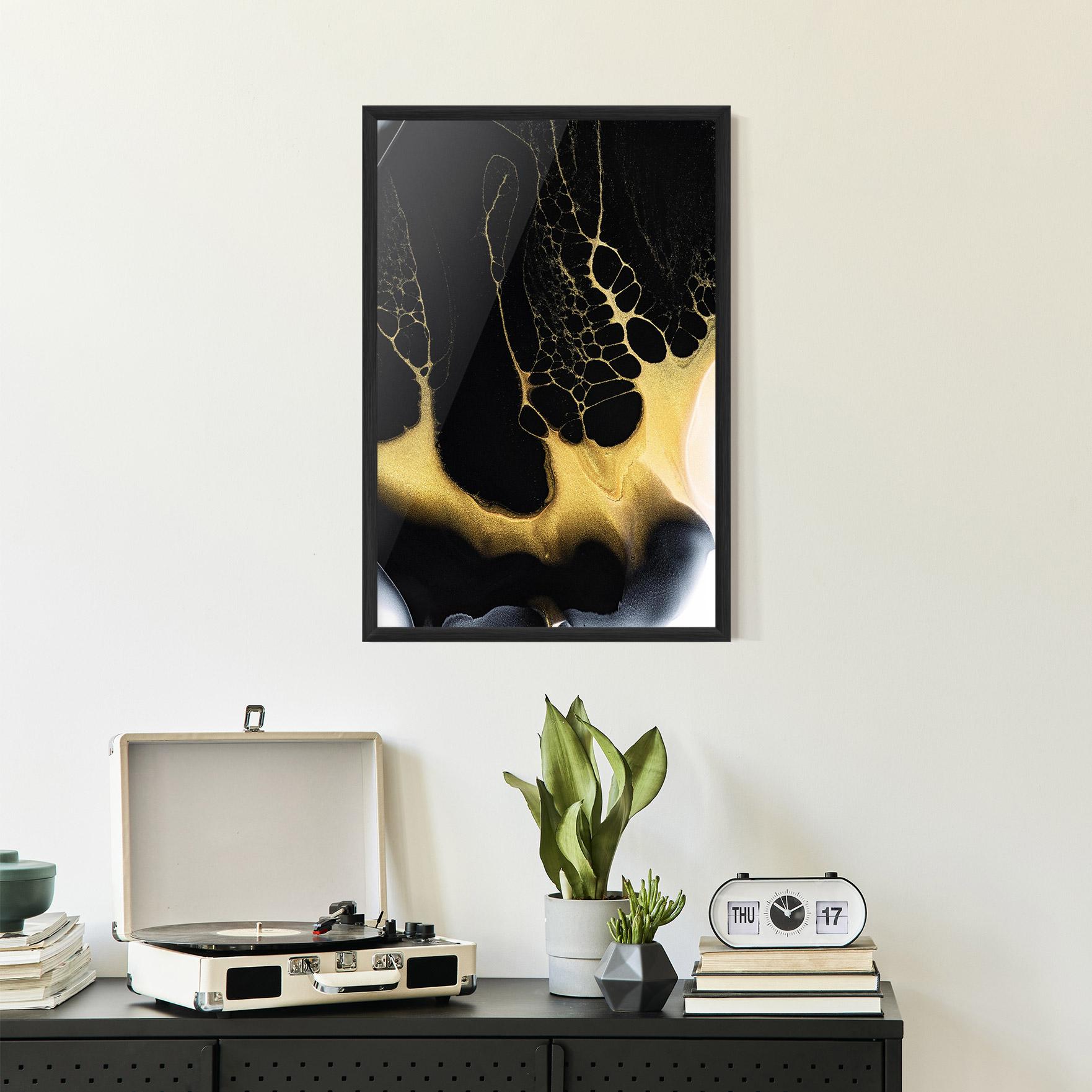 Poster Înrămat Black Golden Marble mockup 2