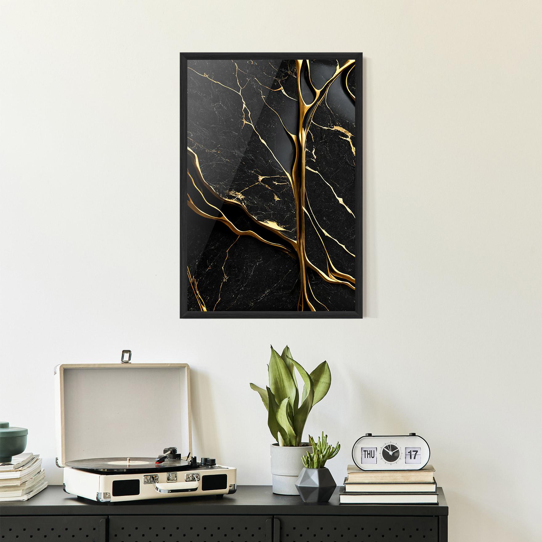 Poster Înrămat Black Square Marble mockup 2