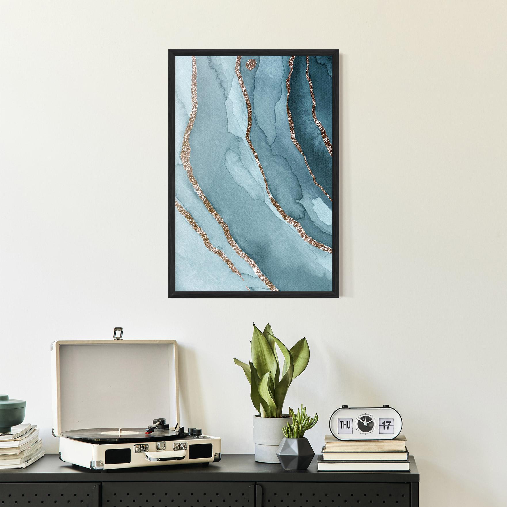 Poster Înrămat Blue Golden Glitter mockup 2