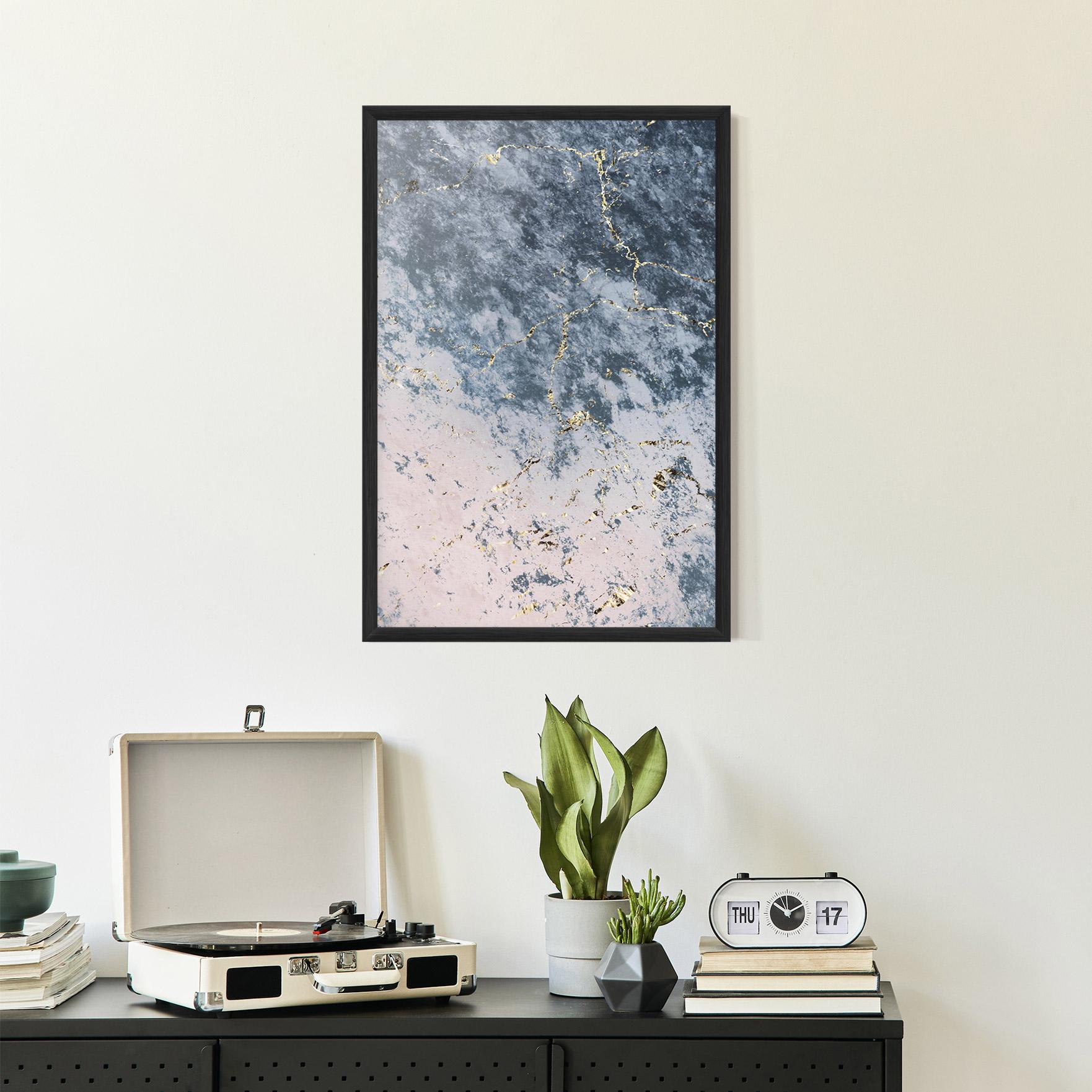 Poster Înrămat Blue Golden Lines mockup 2