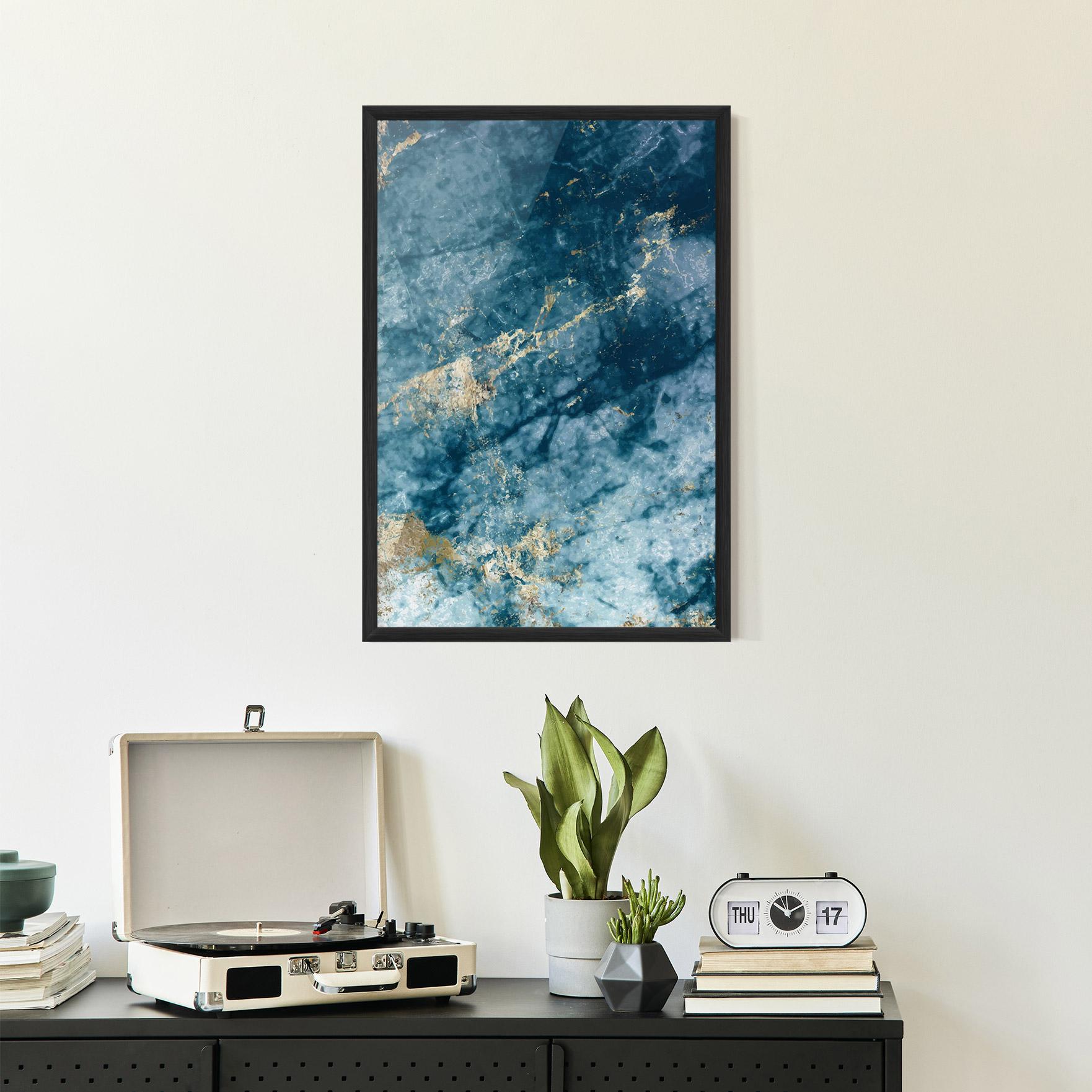 Poster Înrămat Blue Water Marble mockup 2