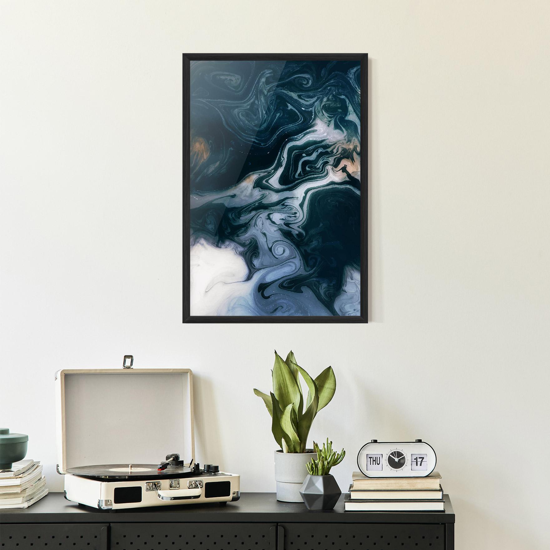 Poster Înrămat Dark Blue With White mockup 2