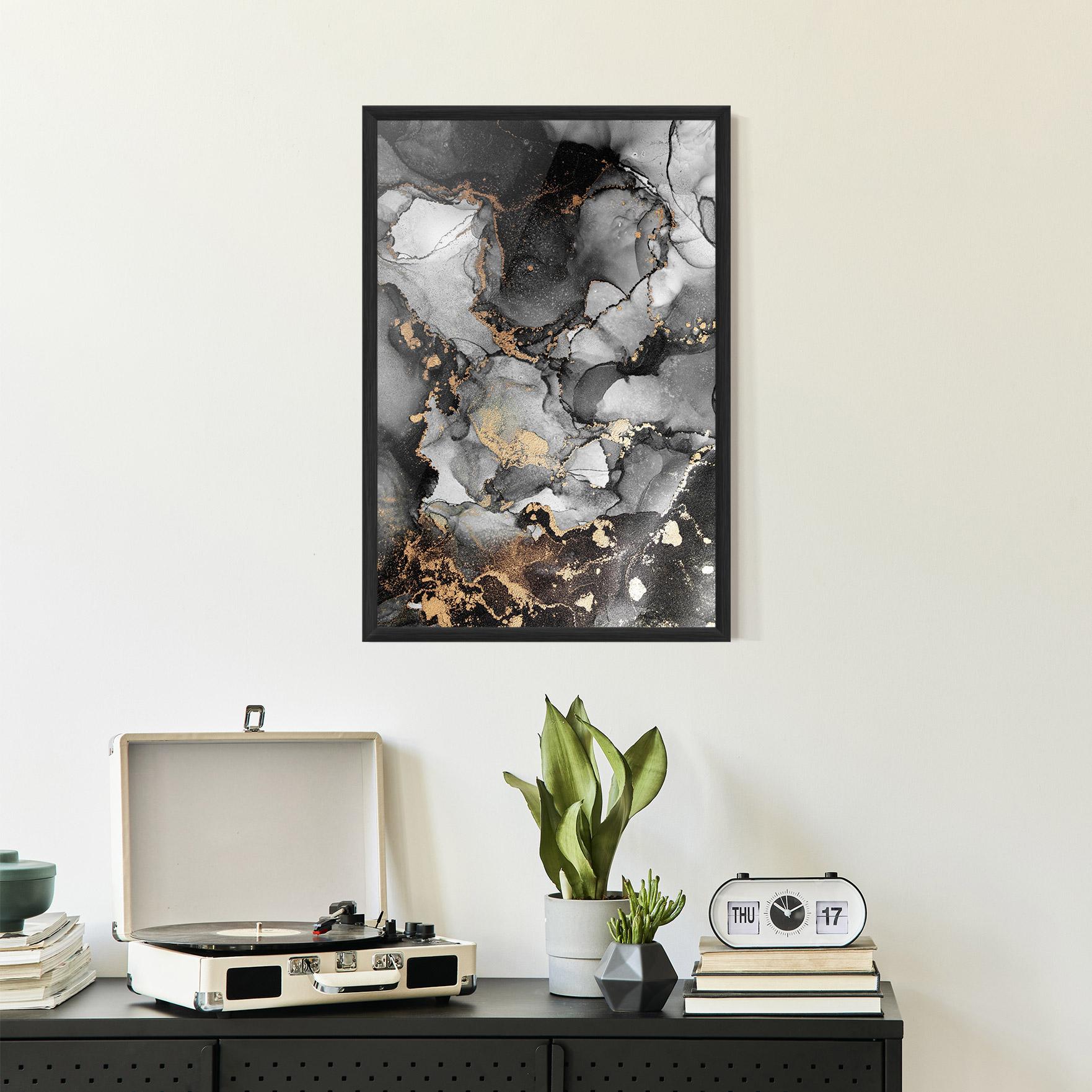 Poster Înrămat Grey Gold Marble mockup 2