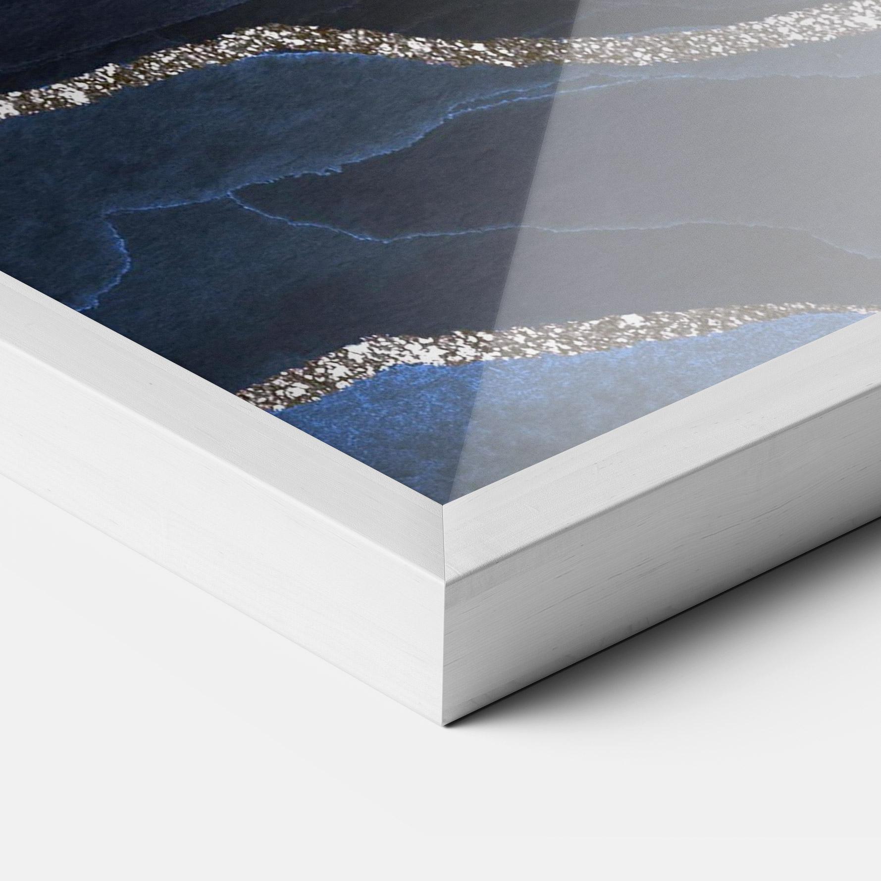 Poster Înrămat Golden Lines With Blue mockup 3