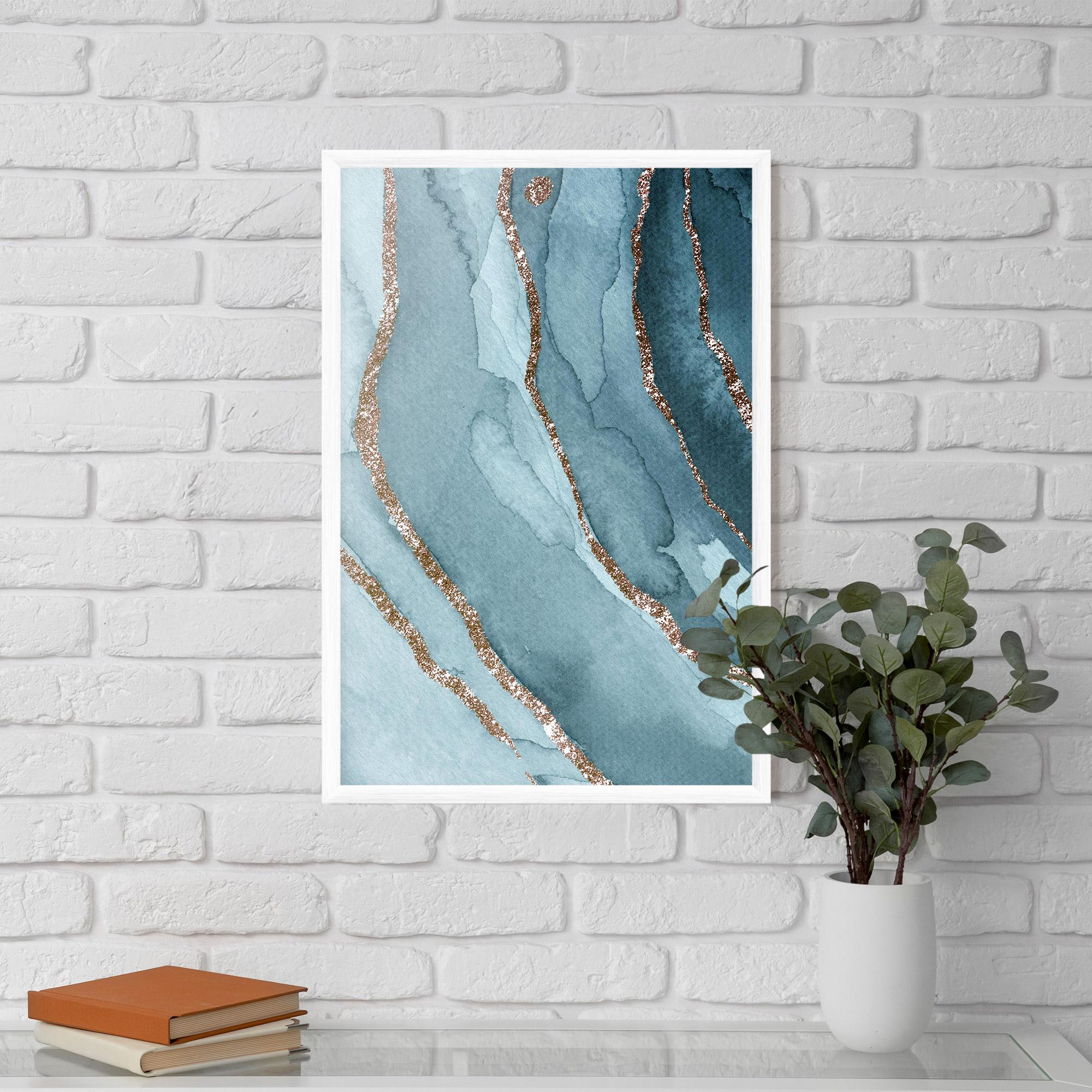 Poster Înrămat Blue Golden Glitter mockup 5