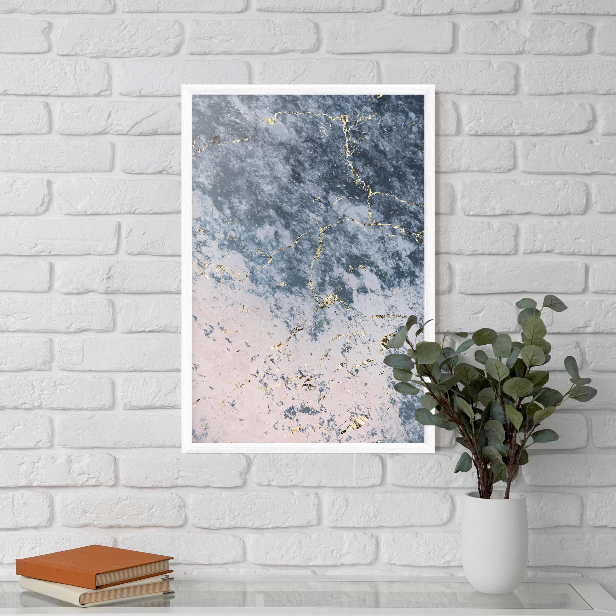 Poster Înrămat Blue Golden Lines mockup 5