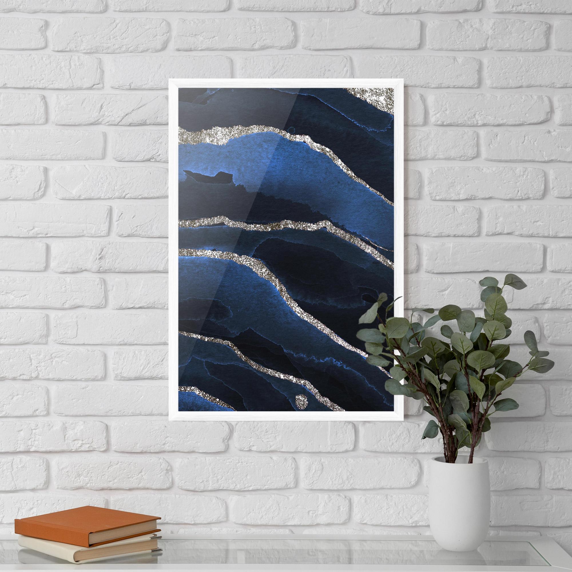 Poster Înrămat Golden Lines With Blue mockup 5