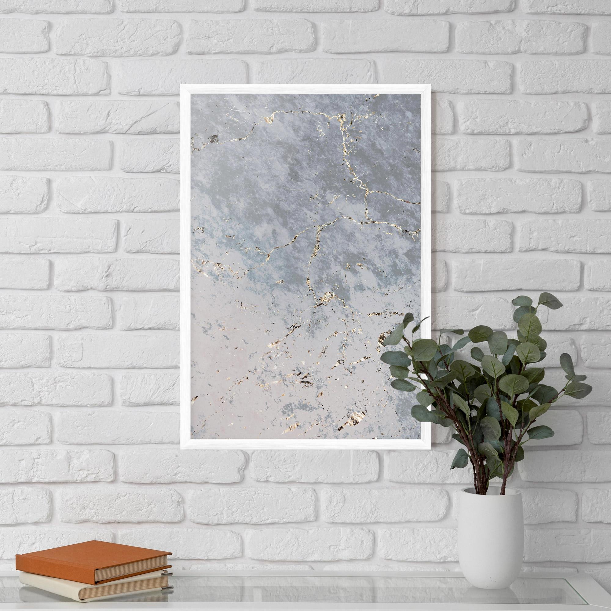 Poster Înrămat Light Blue Golden Lines mockup 5