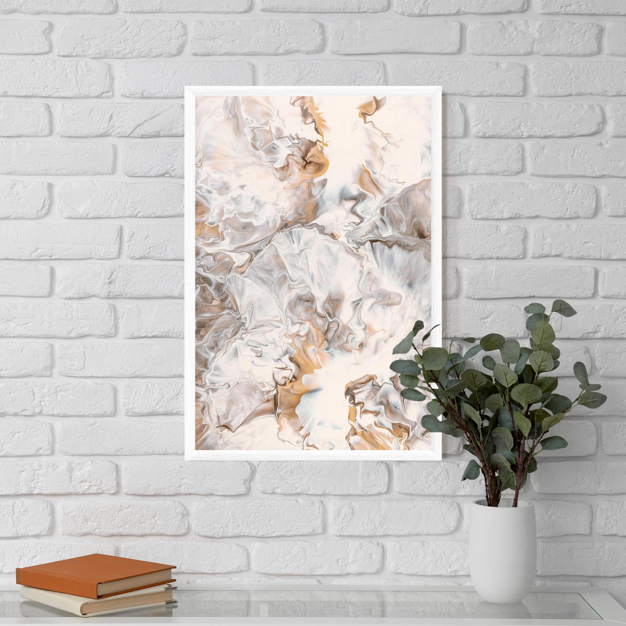 Poster Înrămat White Gold Abstract mockup 5