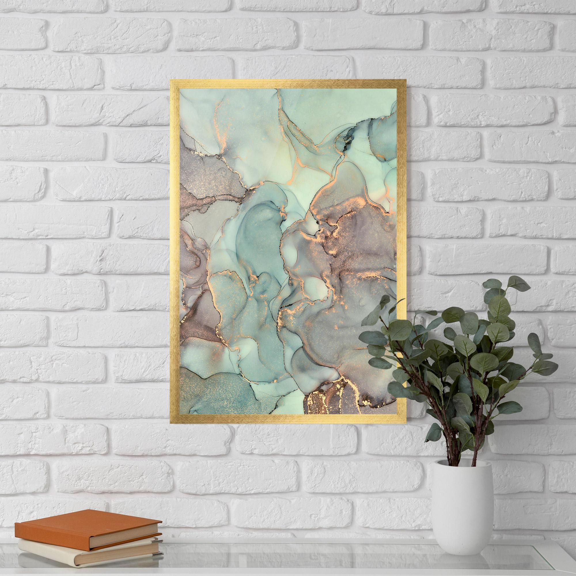 Poster Înrămat Abstract Turquoise Marble mockup 5