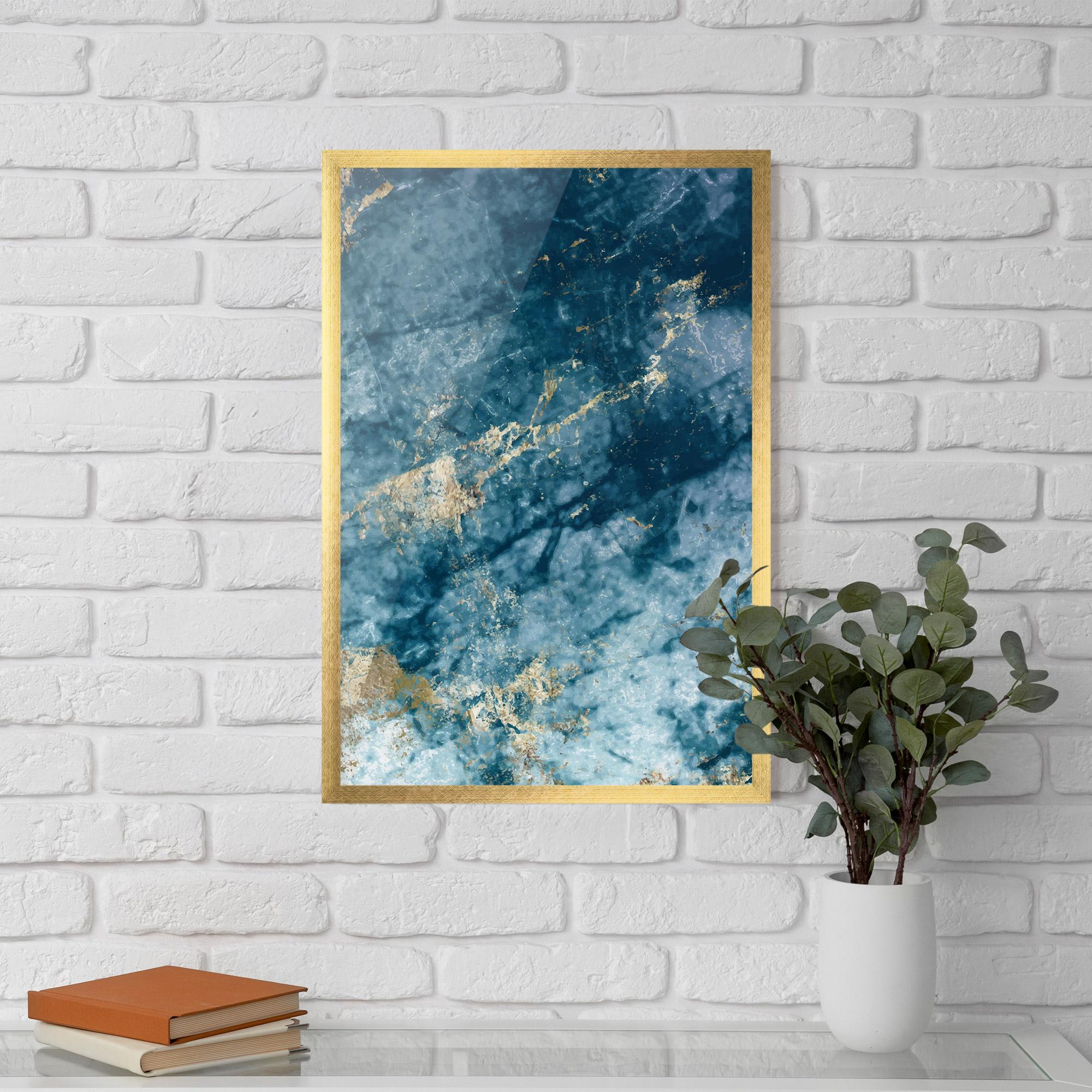Poster Înrămat Blue Water Marble mockup 5