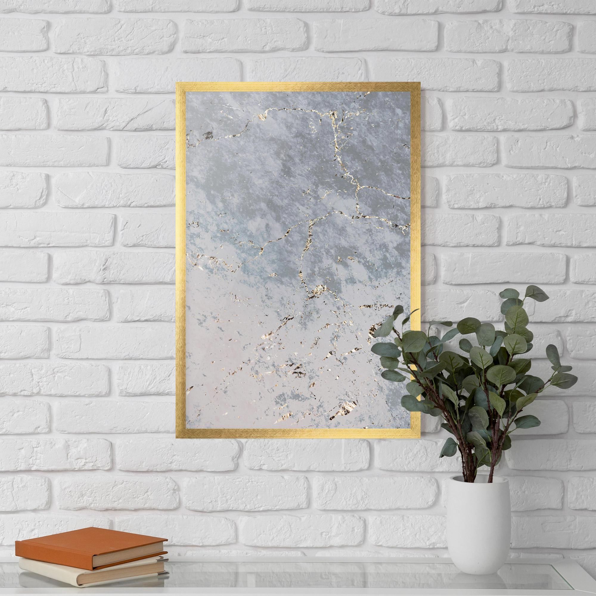 Poster Înrămat Light Blue Golden Lines mockup 5