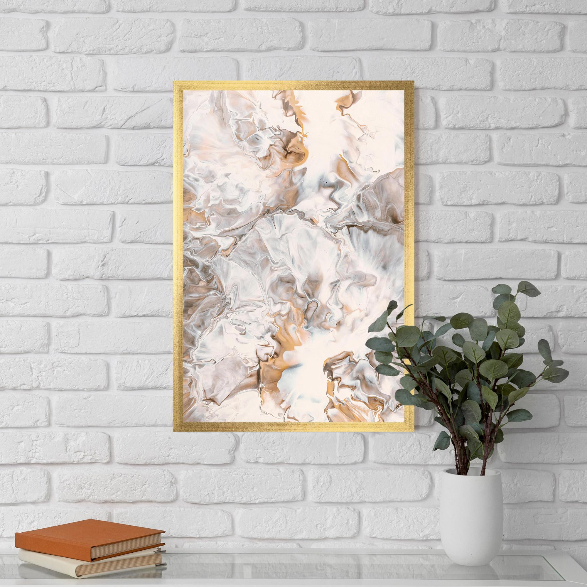 Poster Înrămat White Gold Abstract mockup 5
