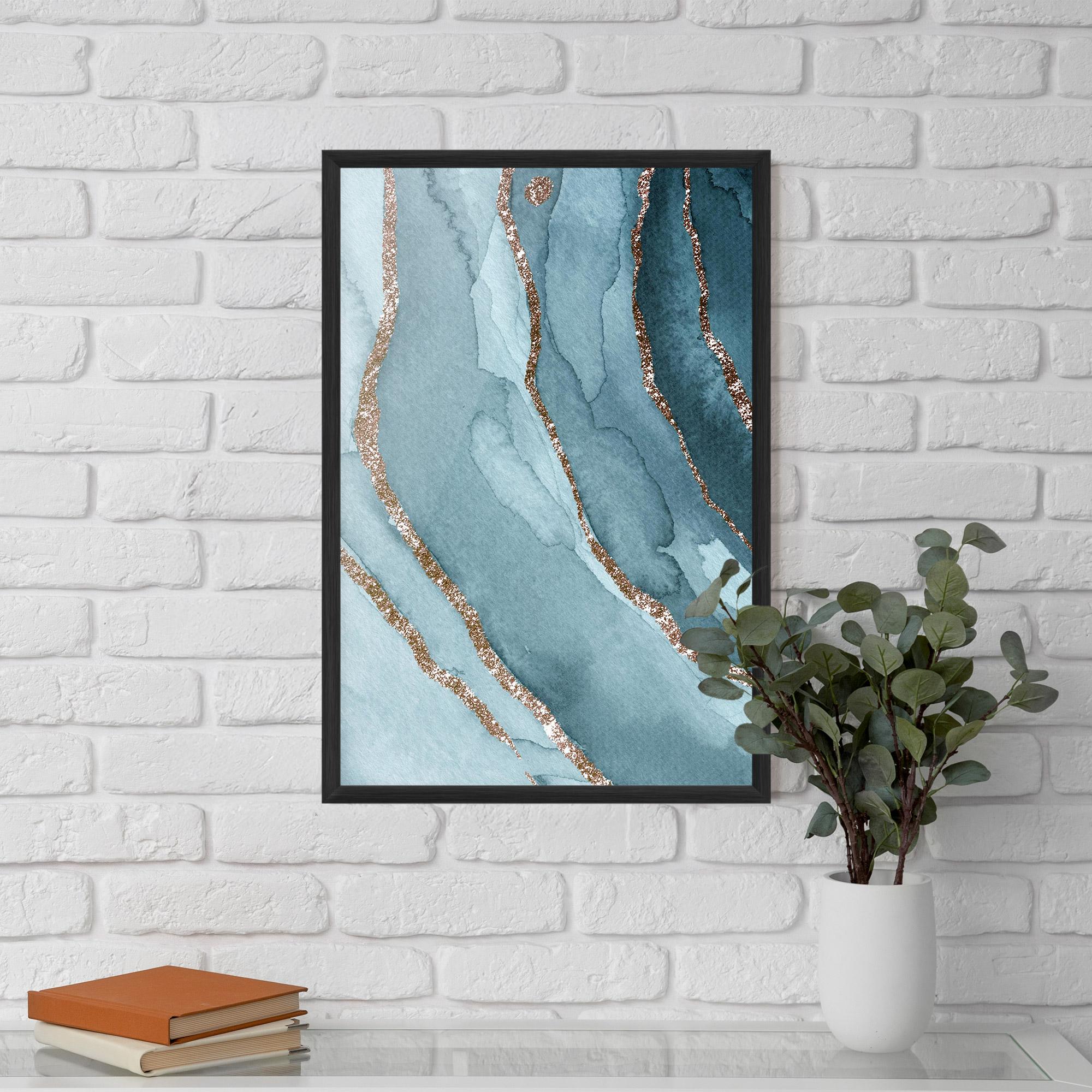 Poster Înrămat Blue Golden Glitter mockup 5