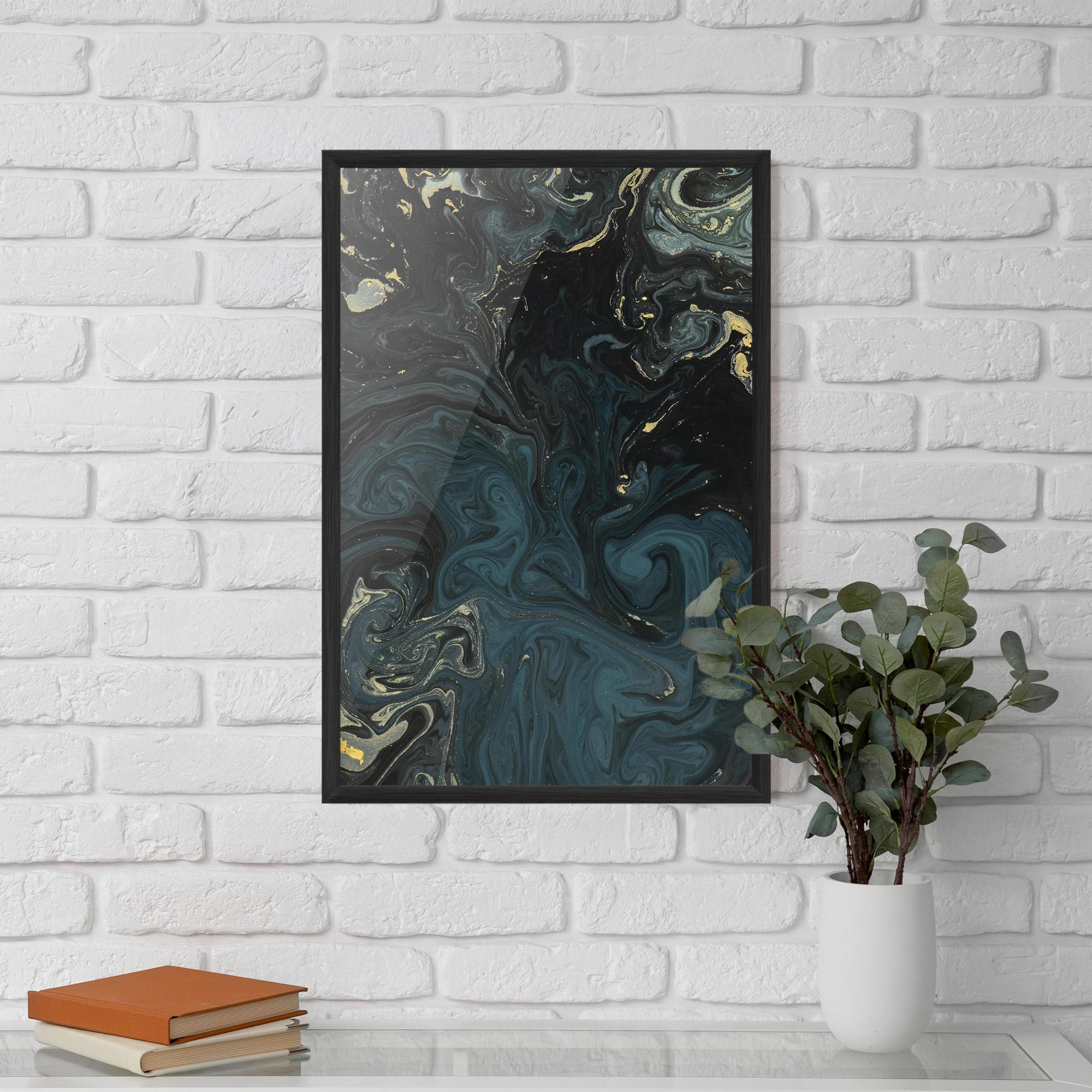 Poster Înrămat Dark Blue Marble mockup 5