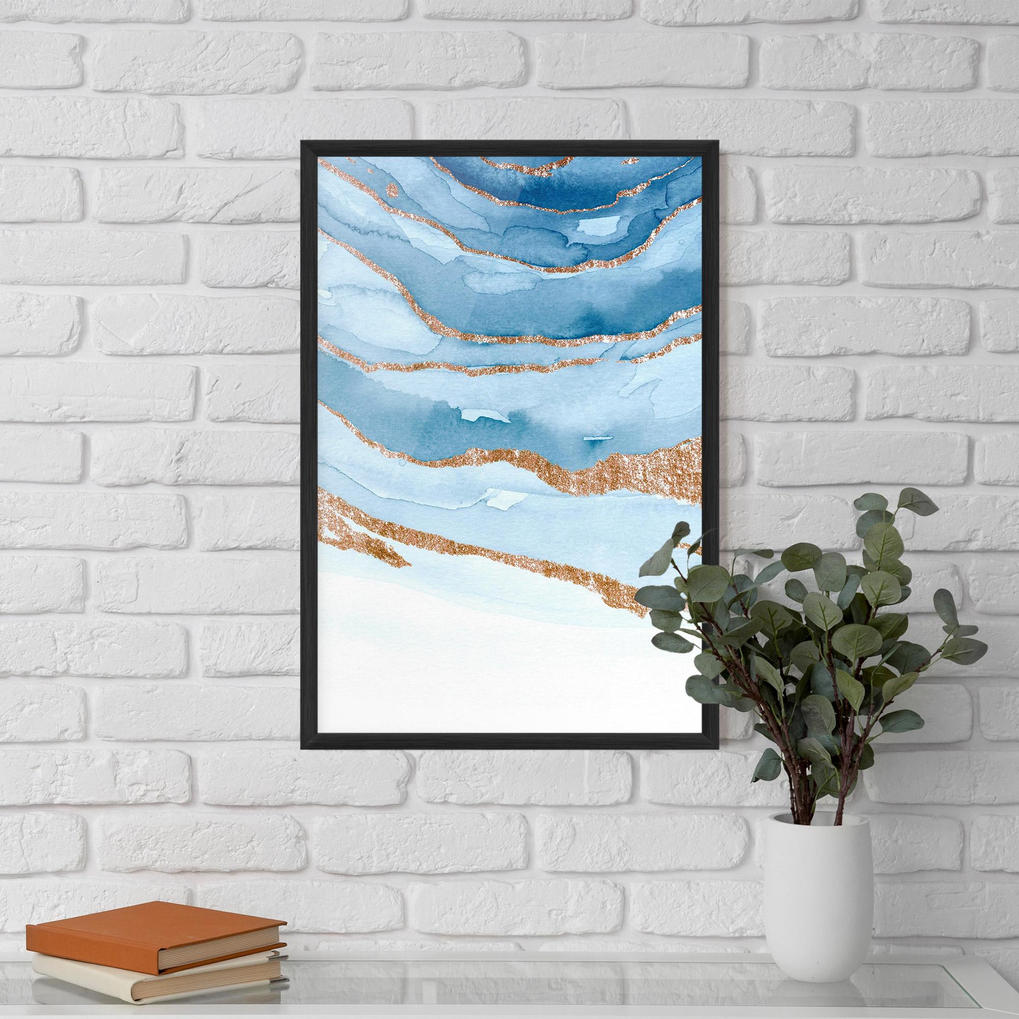 Poster Înrămat Golden Glitter Blue mockup 5