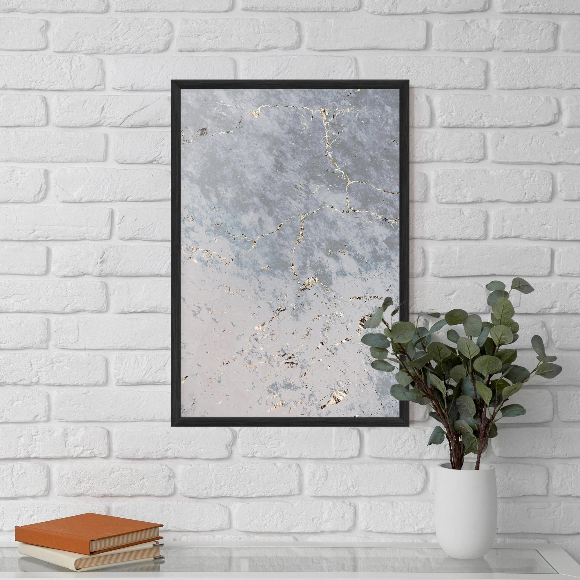 Poster Înrămat Light Blue Golden Lines mockup 5