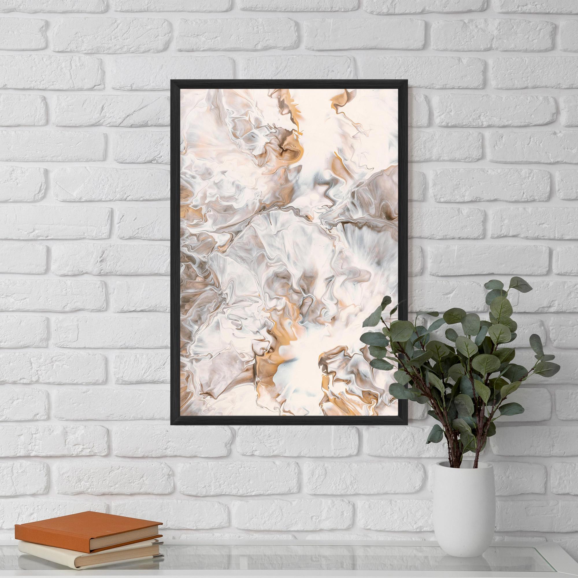 Poster Înrămat White Gold Abstract mockup 5