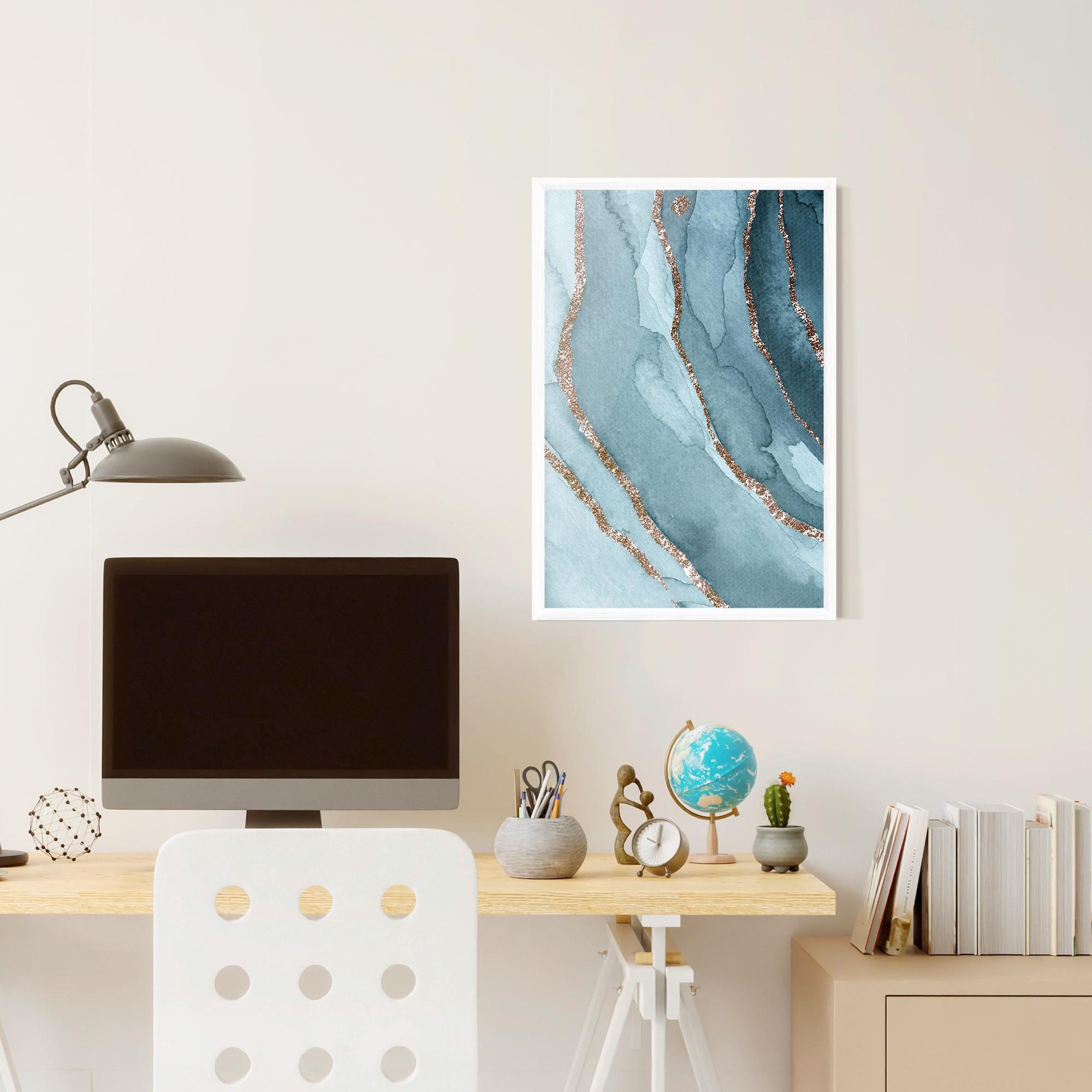 Poster Înrămat Blue Golden Glitter mockup 6