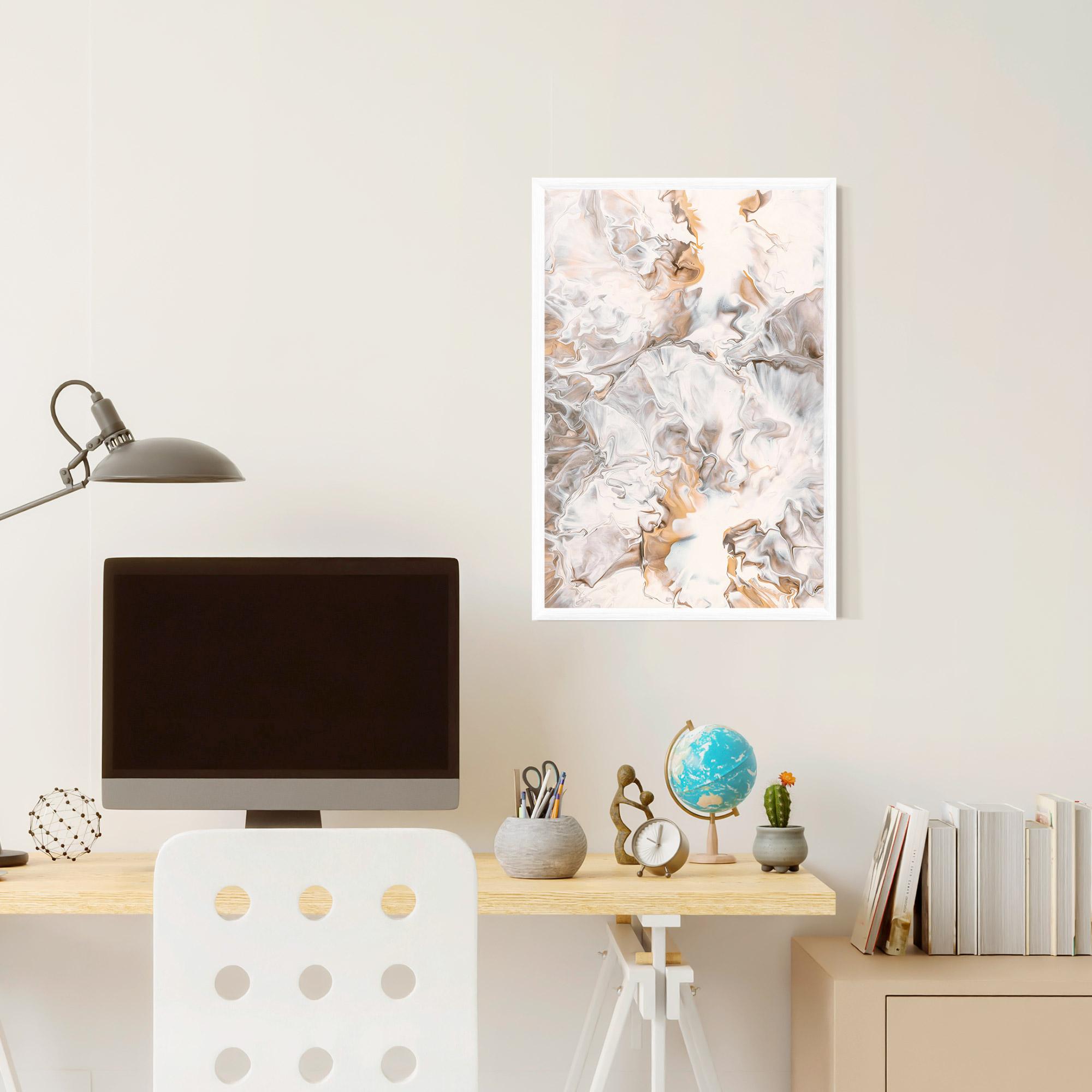 Poster Înrămat White Gold Abstract mockup 6