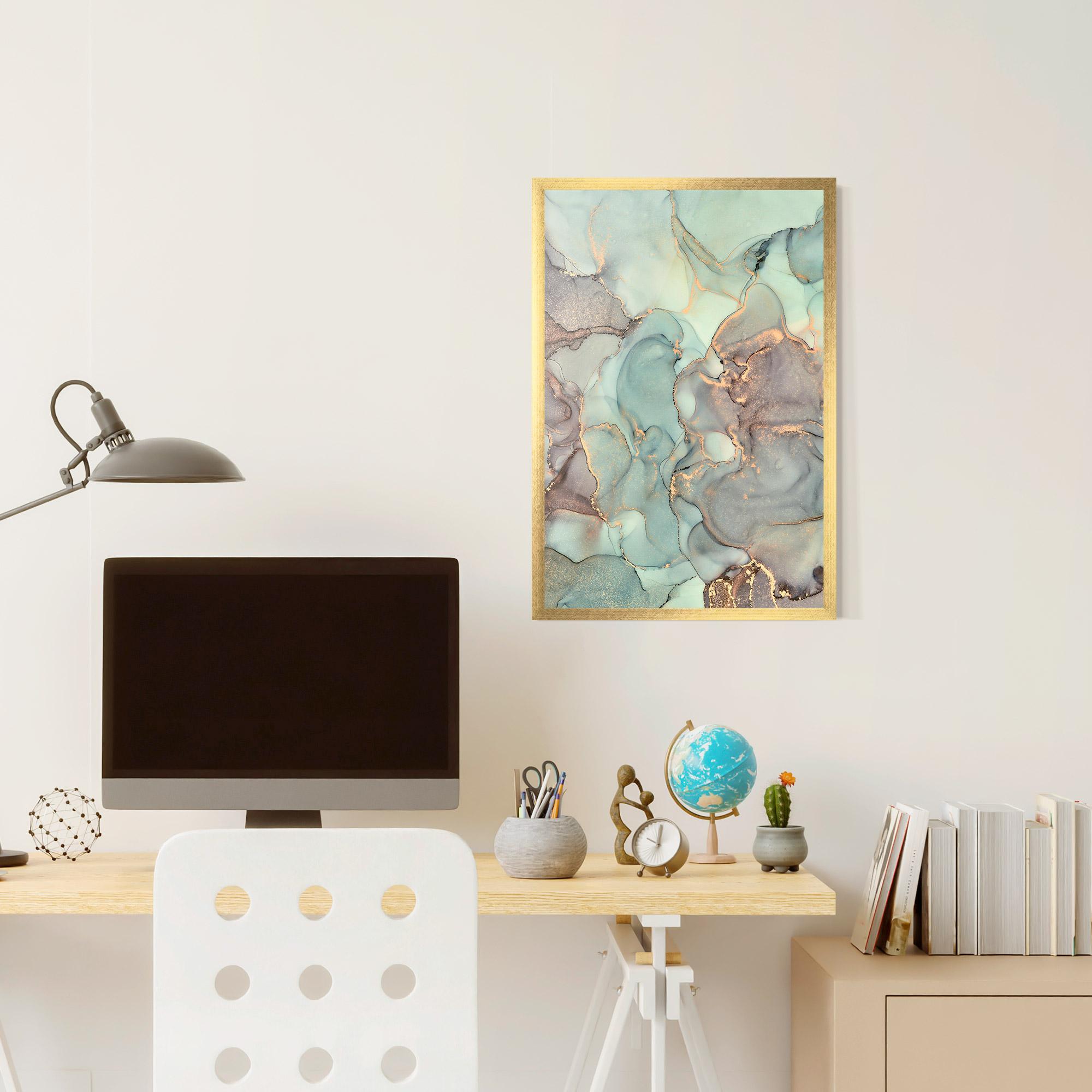 Poster Înrămat Abstract Turquoise Marble mockup 6