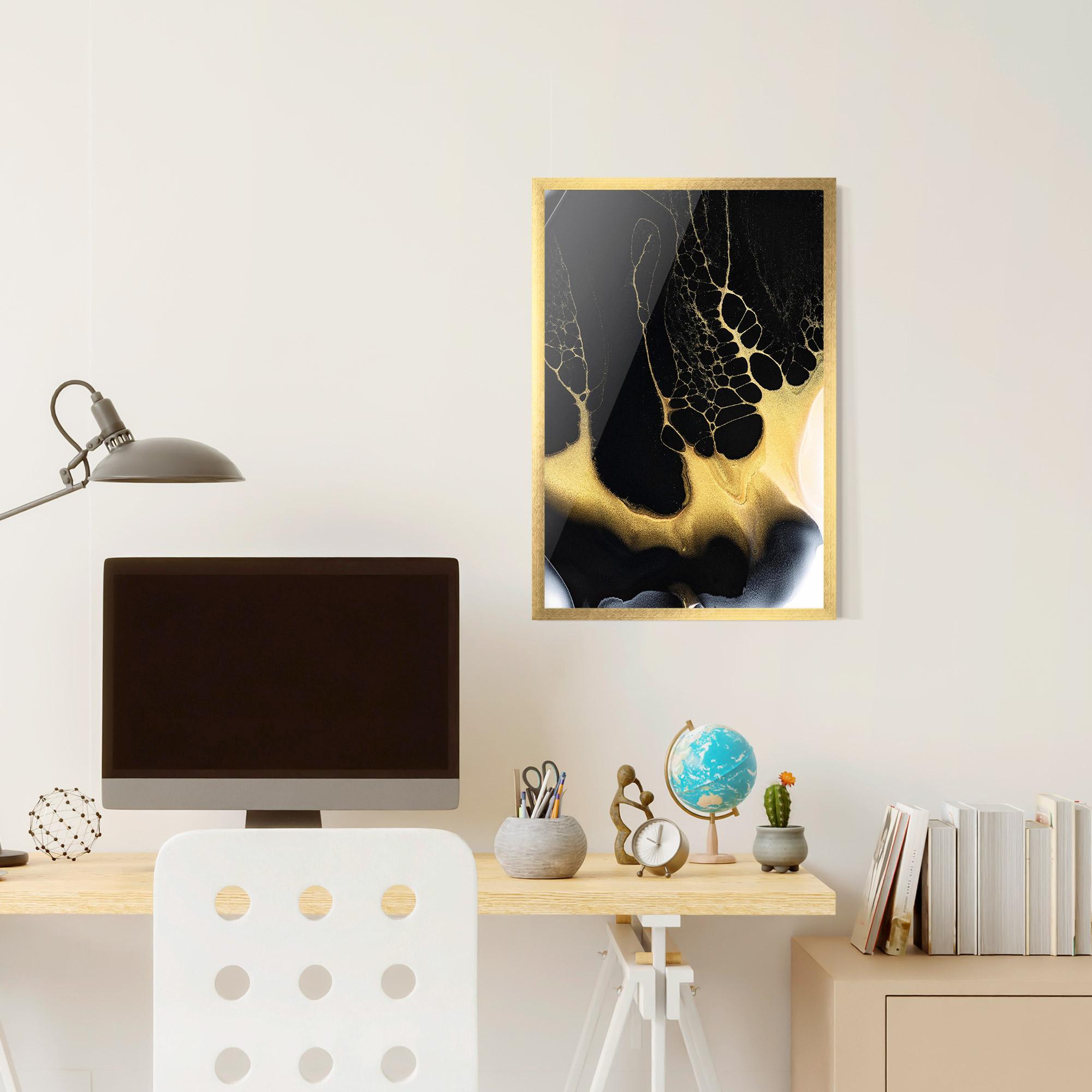 Poster Înrămat Black Golden Marble mockup 6