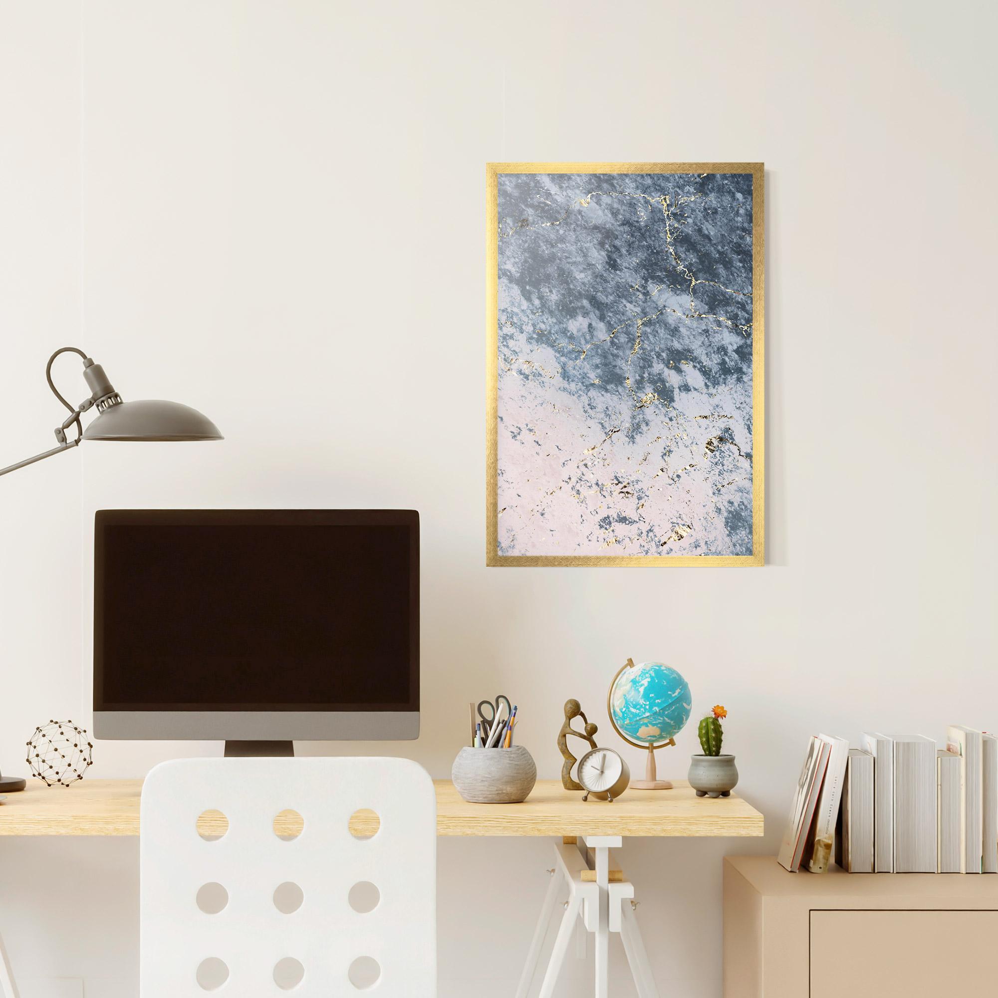 Poster Înrămat Blue Golden Lines mockup 6