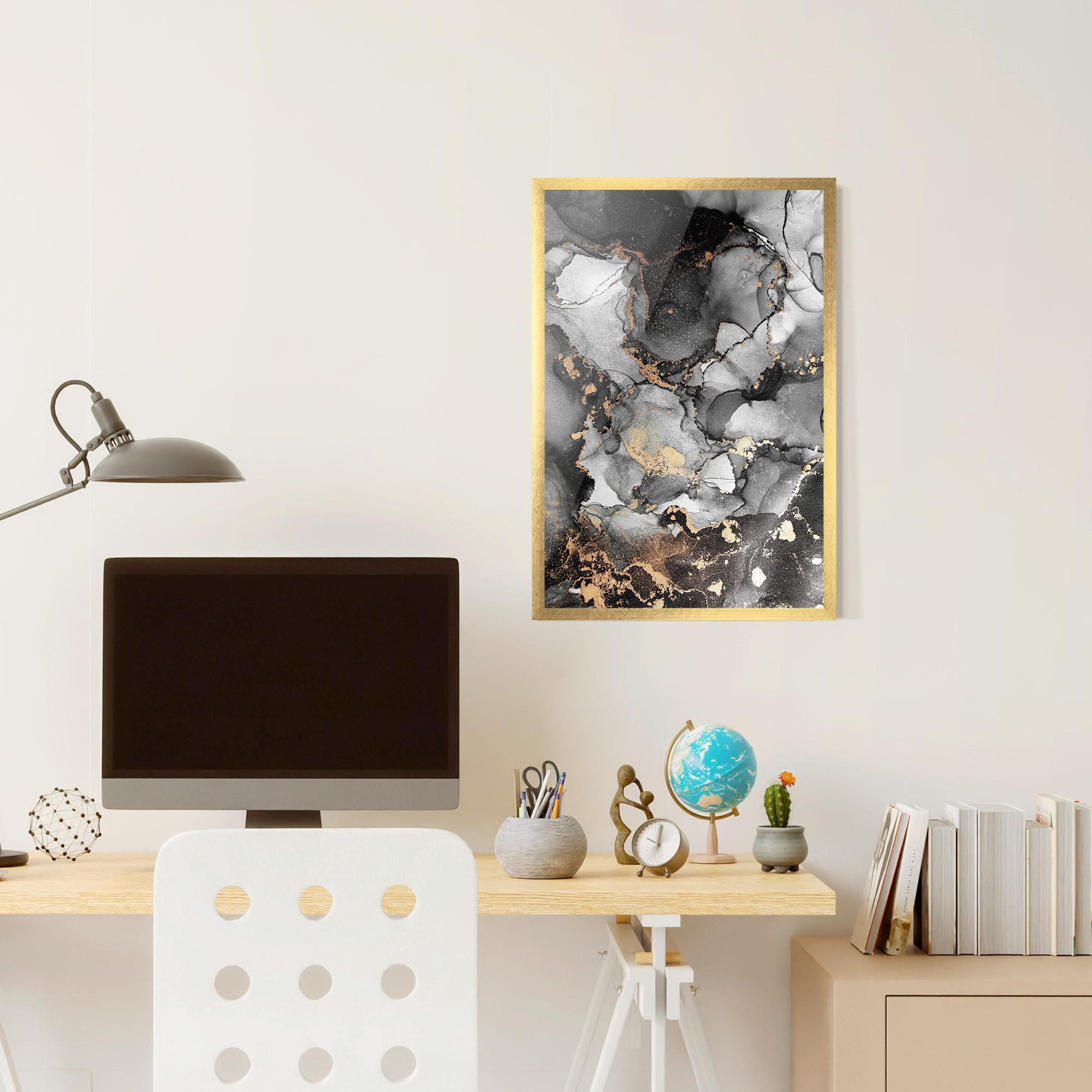 Poster Înrămat Grey Gold Marble mockup 6