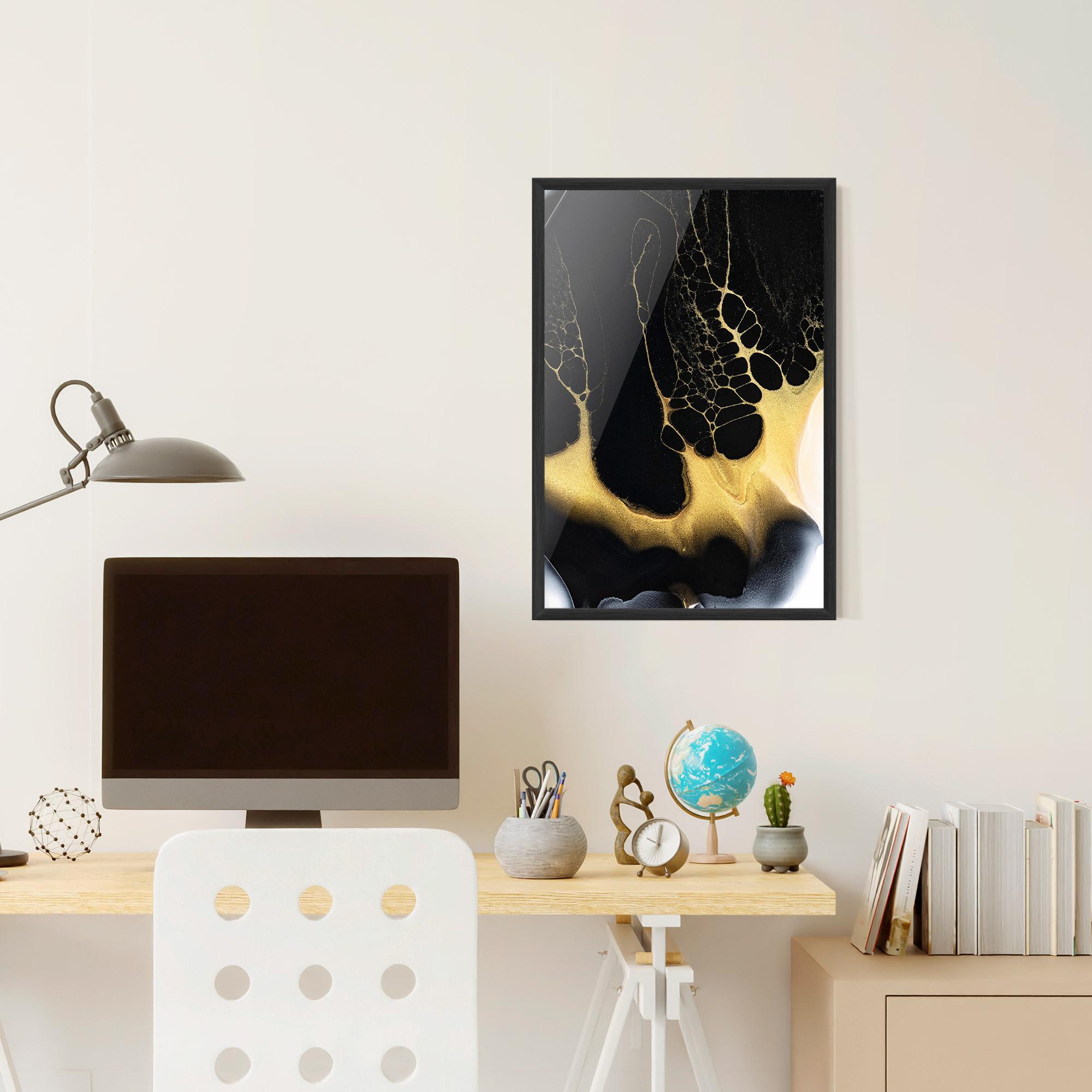 Poster Înrămat Black Golden Marble mockup 6