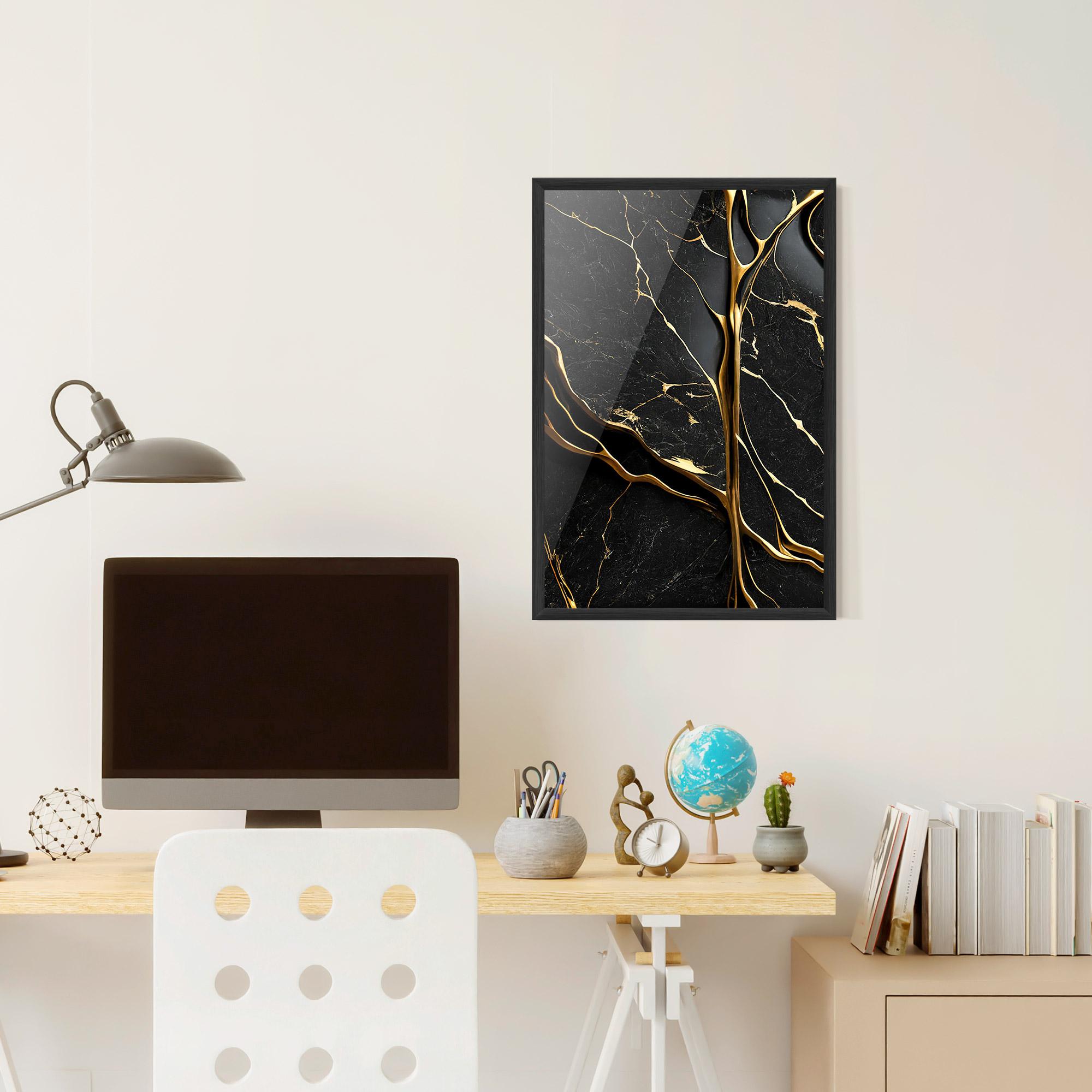 Poster Înrămat Black Square Marble mockup 6