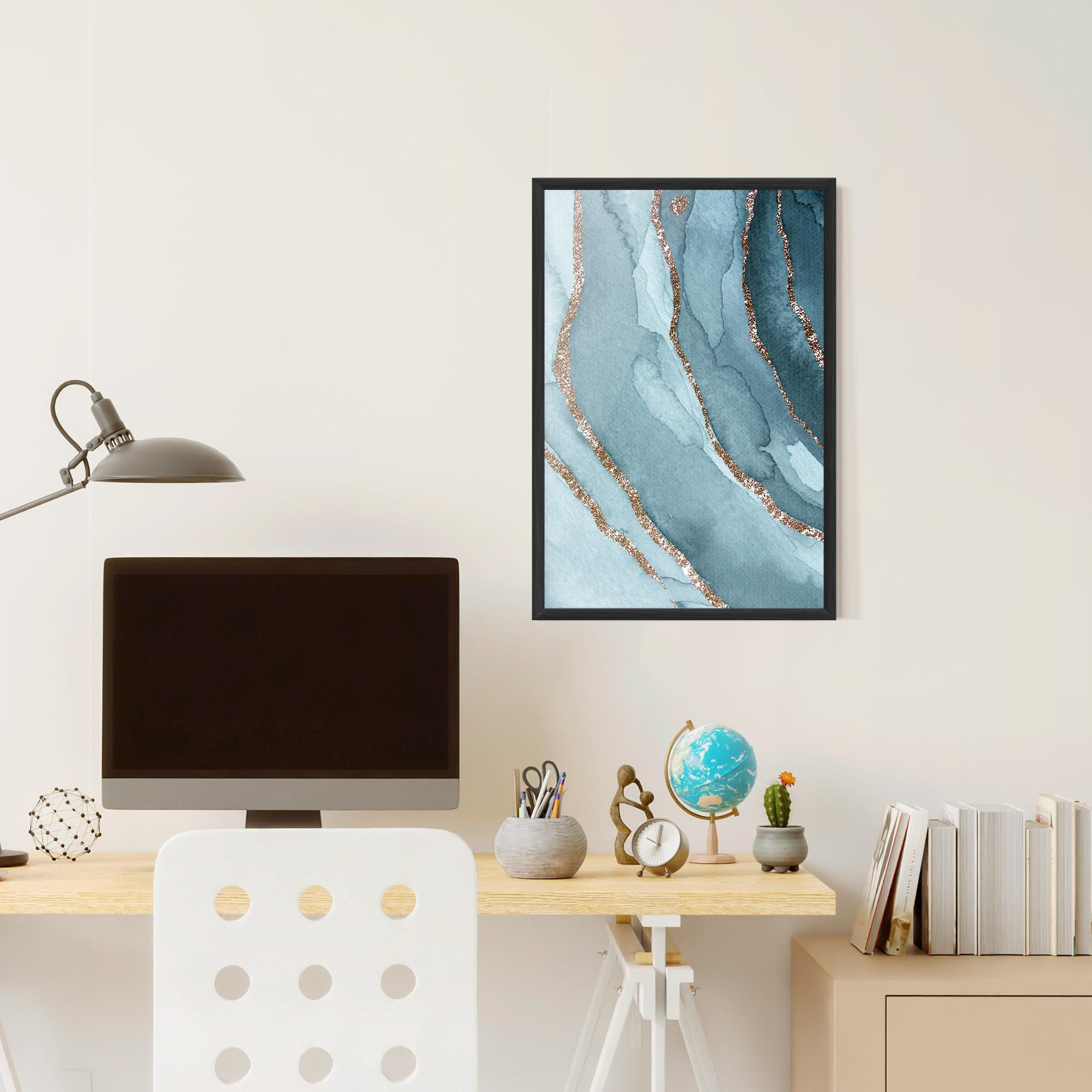 Poster Înrămat Blue Golden Glitter mockup 6