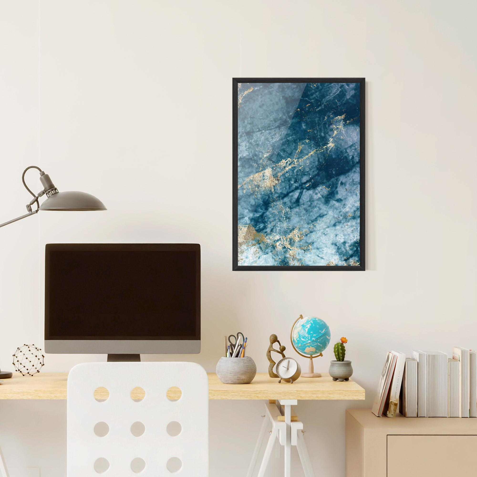 Poster Înrămat Blue Water Marble mockup 6