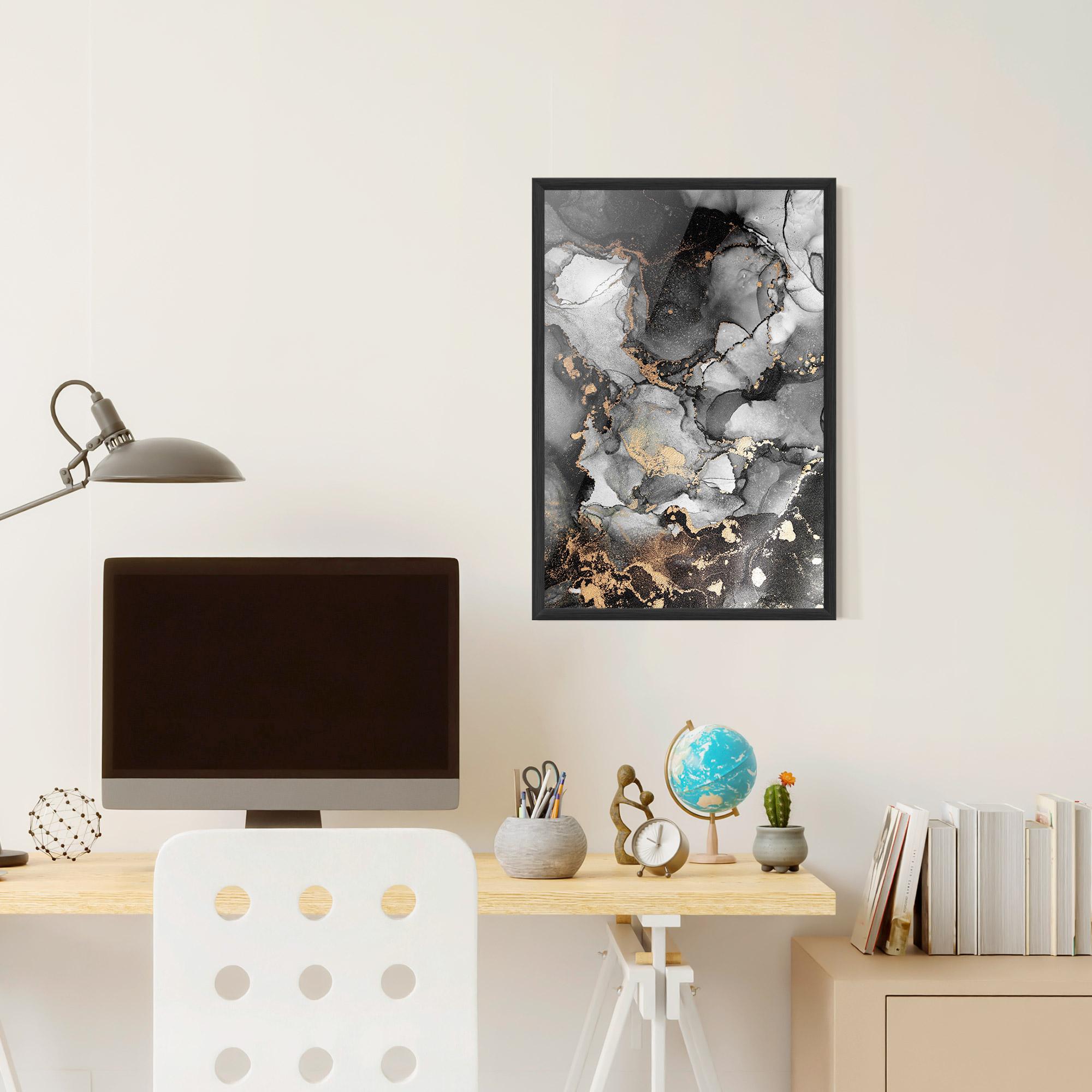 Poster Înrămat Grey Gold Marble mockup 6
