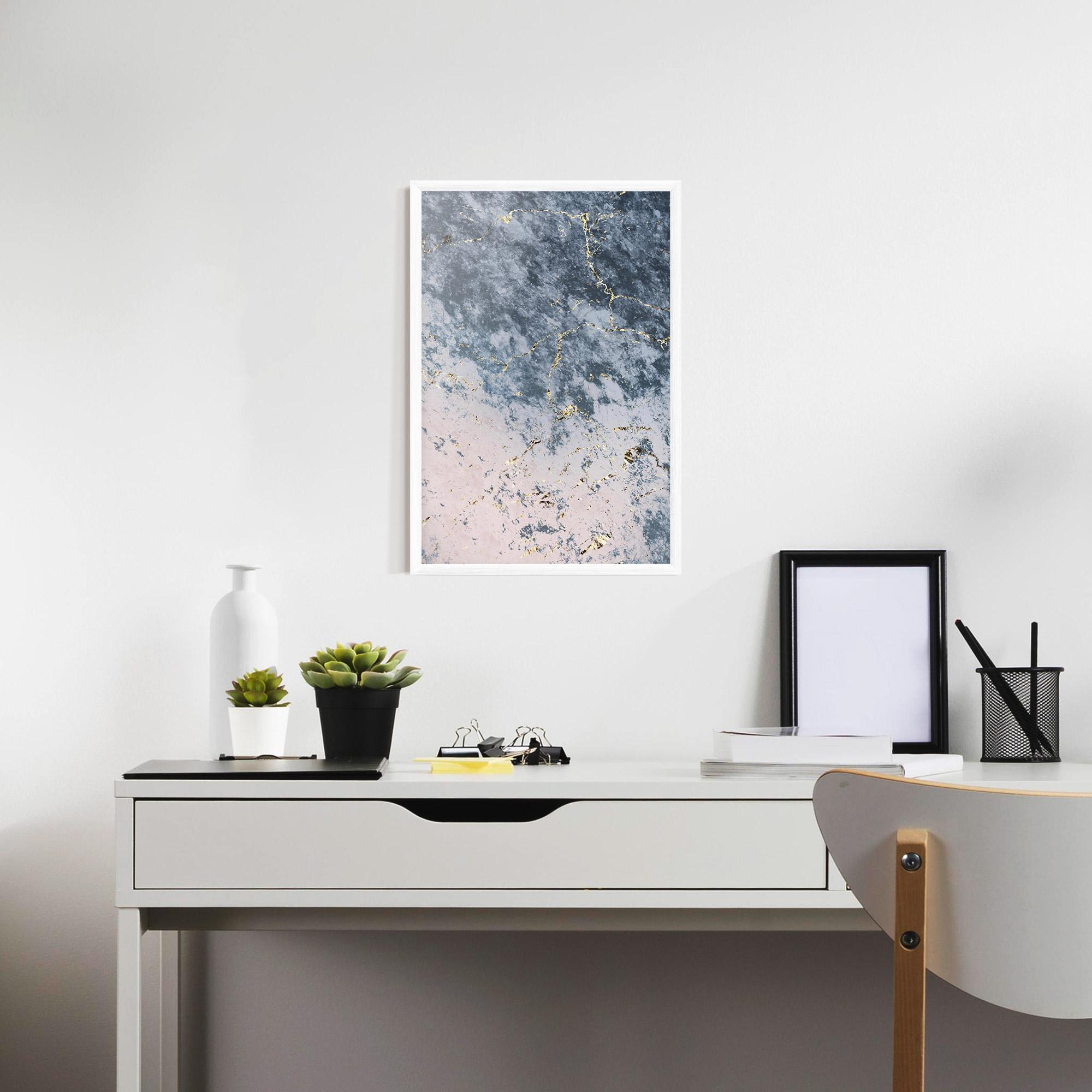 Poster Înrămat Blue Golden Lines mockup 7