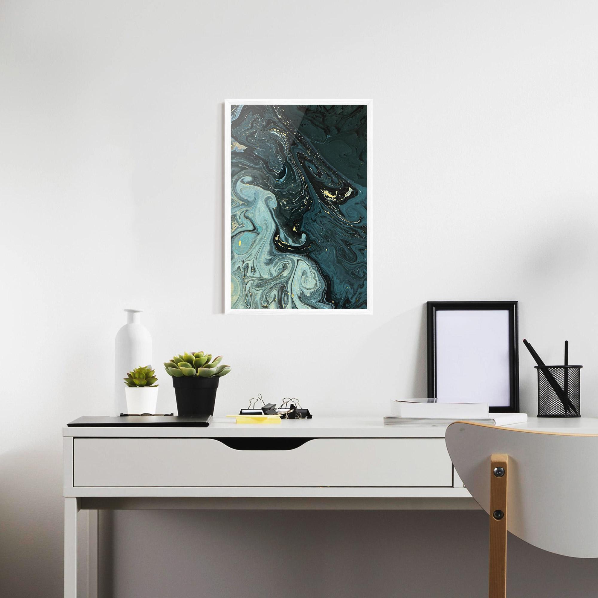 Poster Înrămat Dark Blue Golden Marble mockup 7