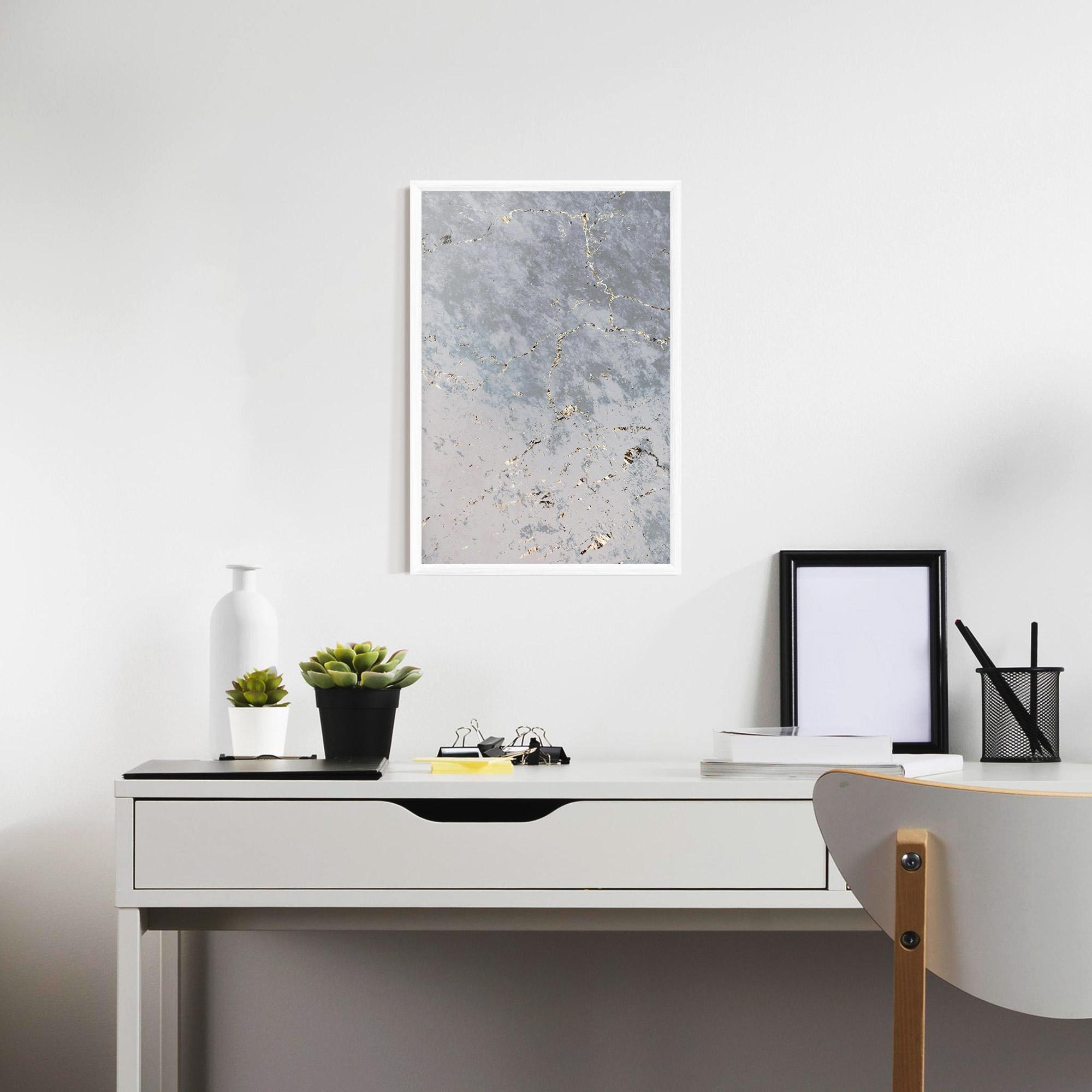 Poster Înrămat Light Blue Golden Lines mockup 7