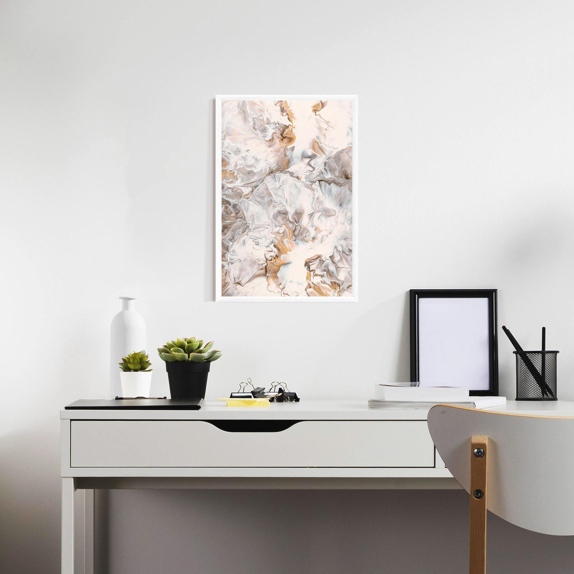 Poster Înrămat White Gold Abstract mockup 7
