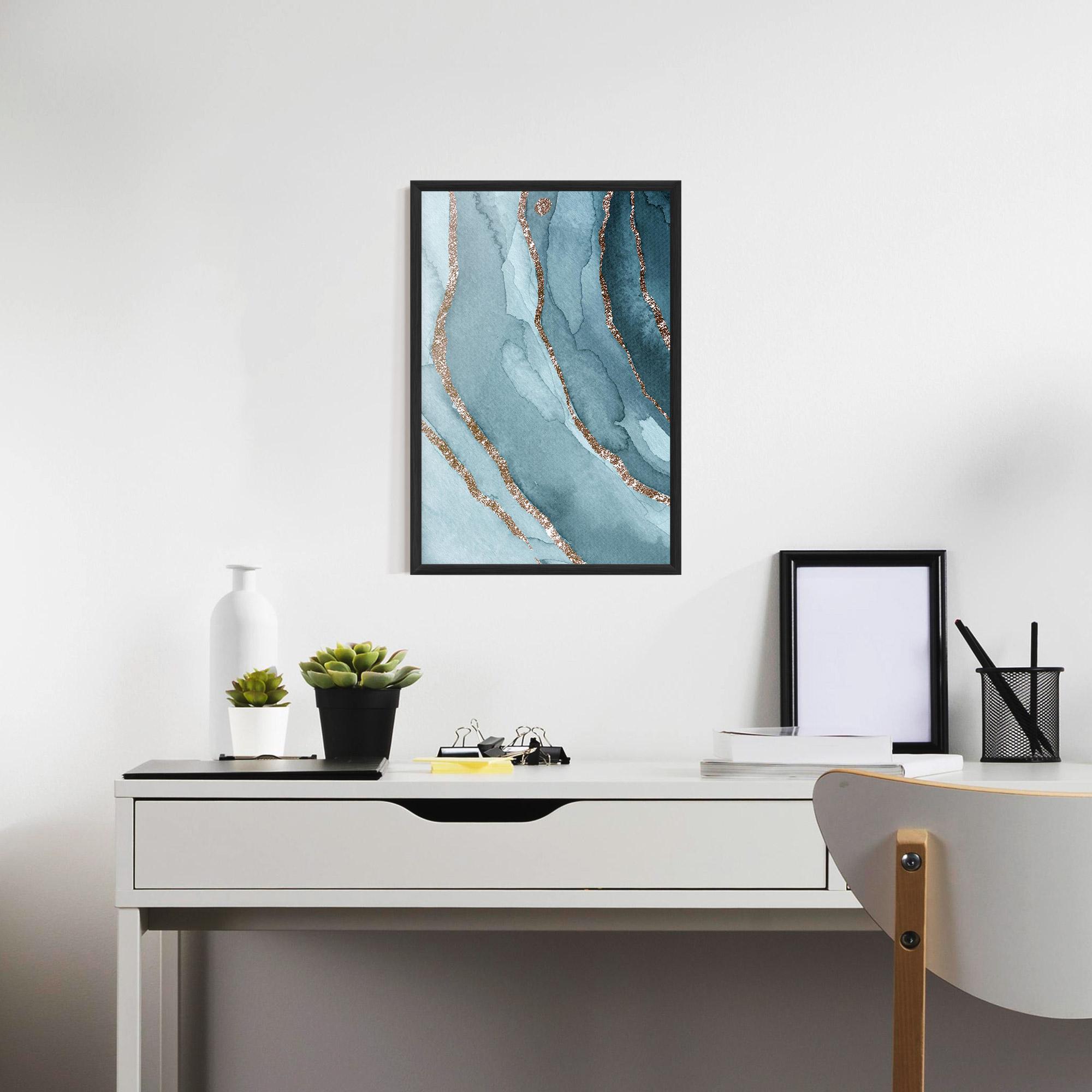 Poster Înrămat Blue Golden Glitter mockup 7