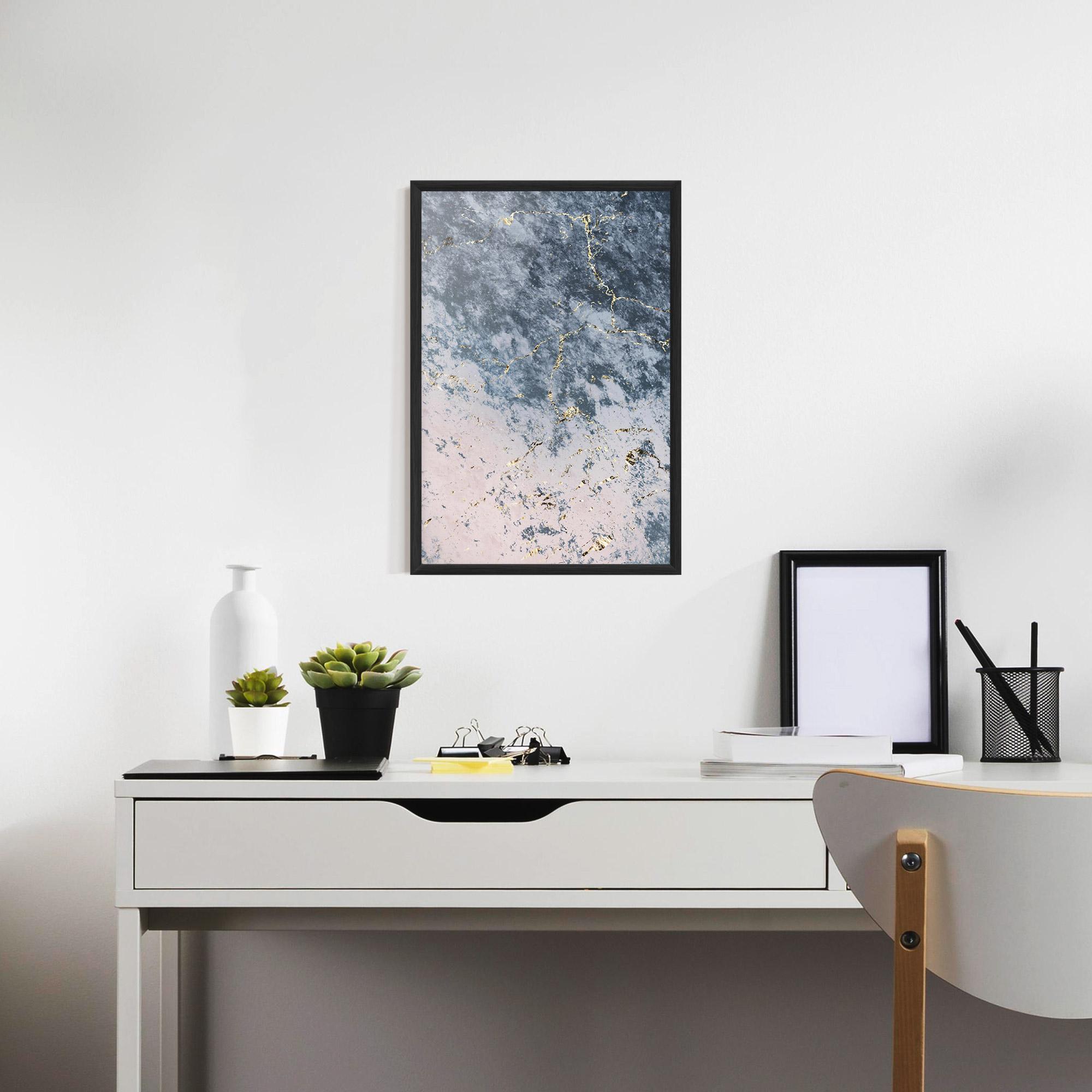 Poster Înrămat Blue Golden Lines mockup 7