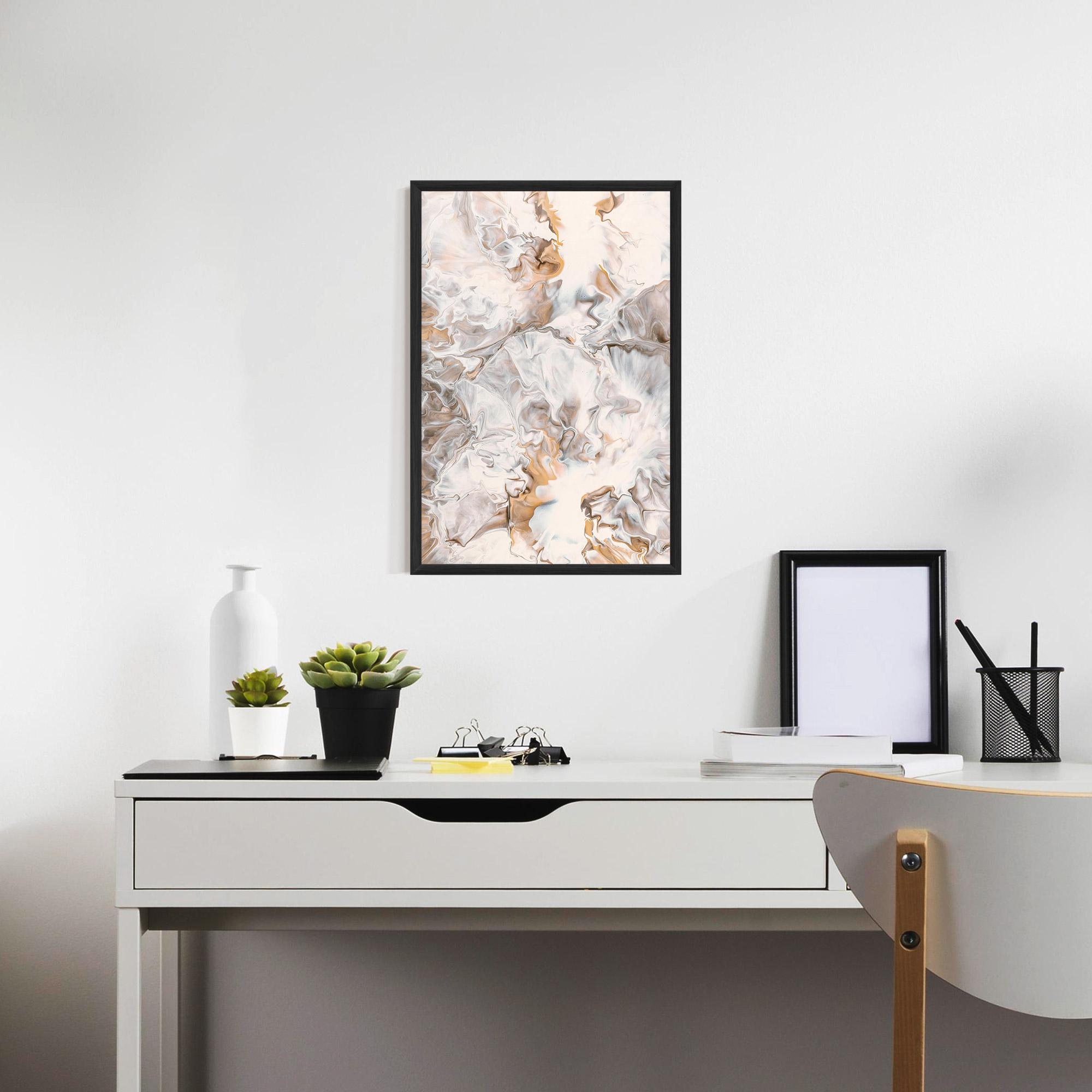 Poster Înrămat White Gold Abstract mockup 7