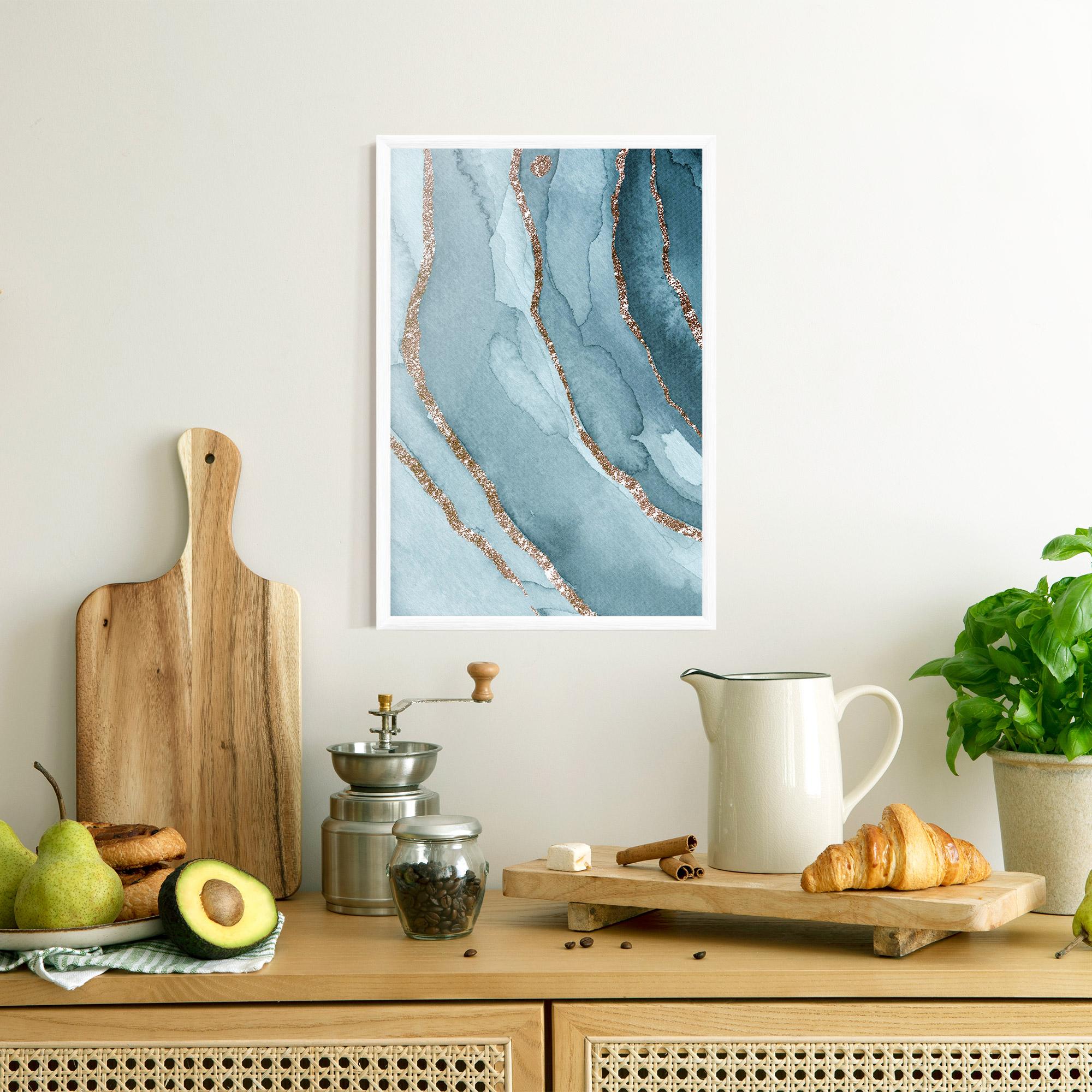 Poster Înrămat Blue Golden Glitter mockup 8