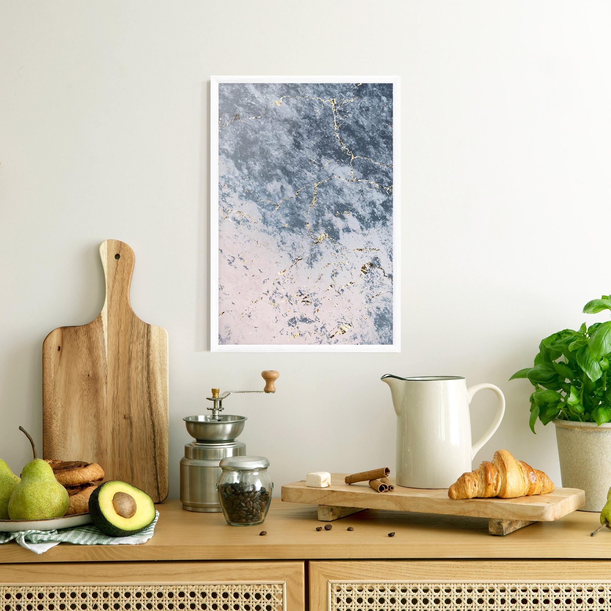 Poster Înrămat Blue Golden Lines mockup 8