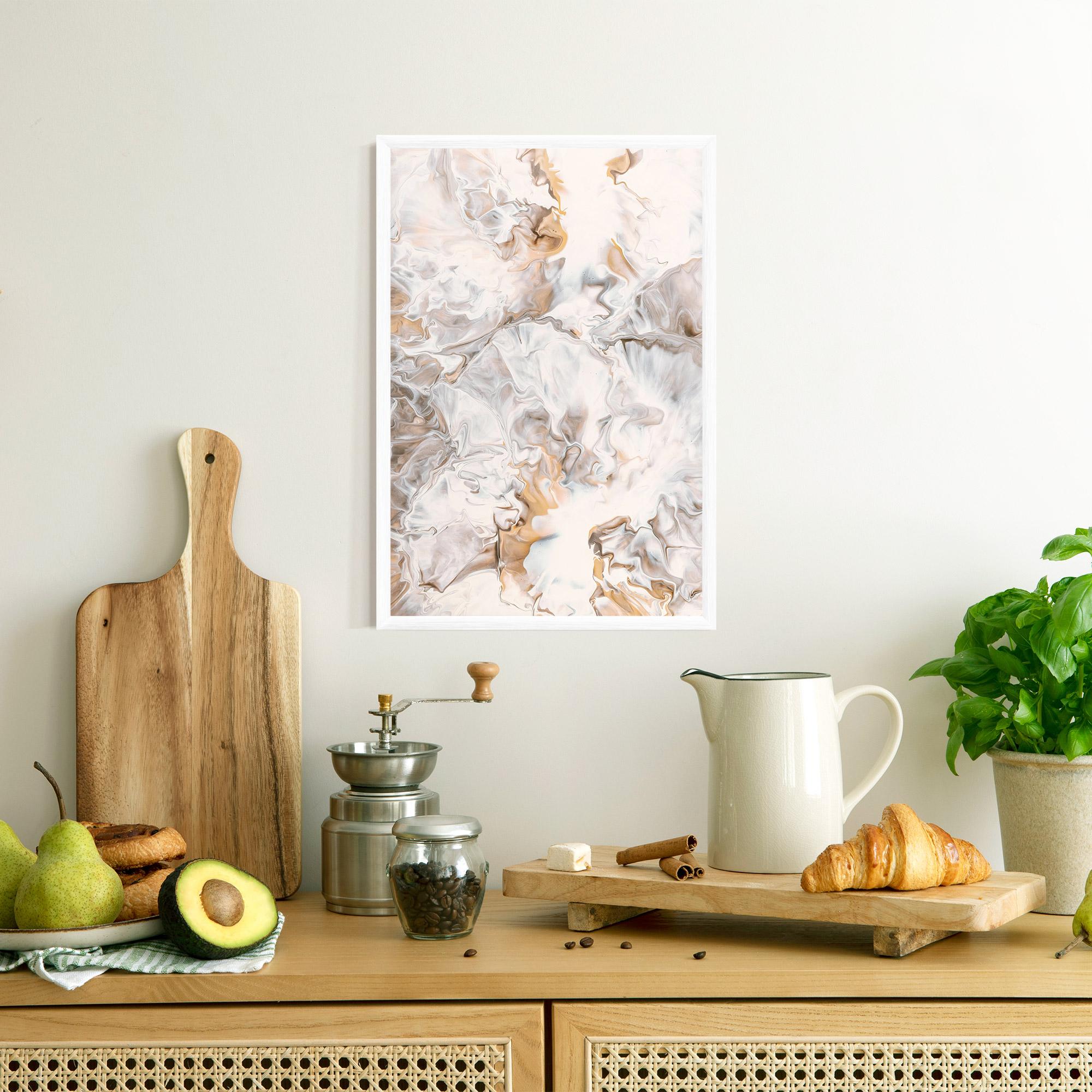 Poster Înrămat White Gold Abstract mockup 8