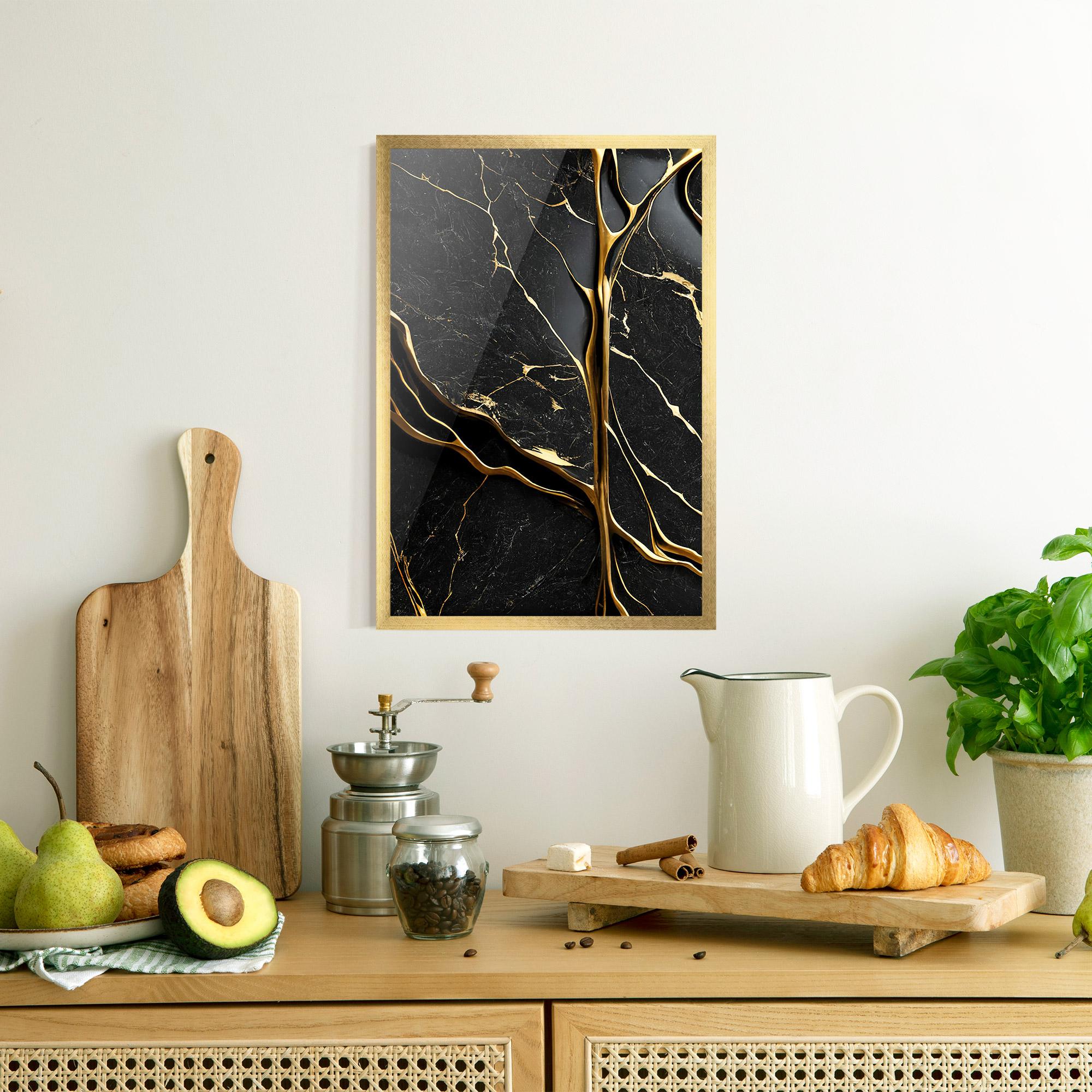 Poster Înrămat Black Square Marble mockup 8