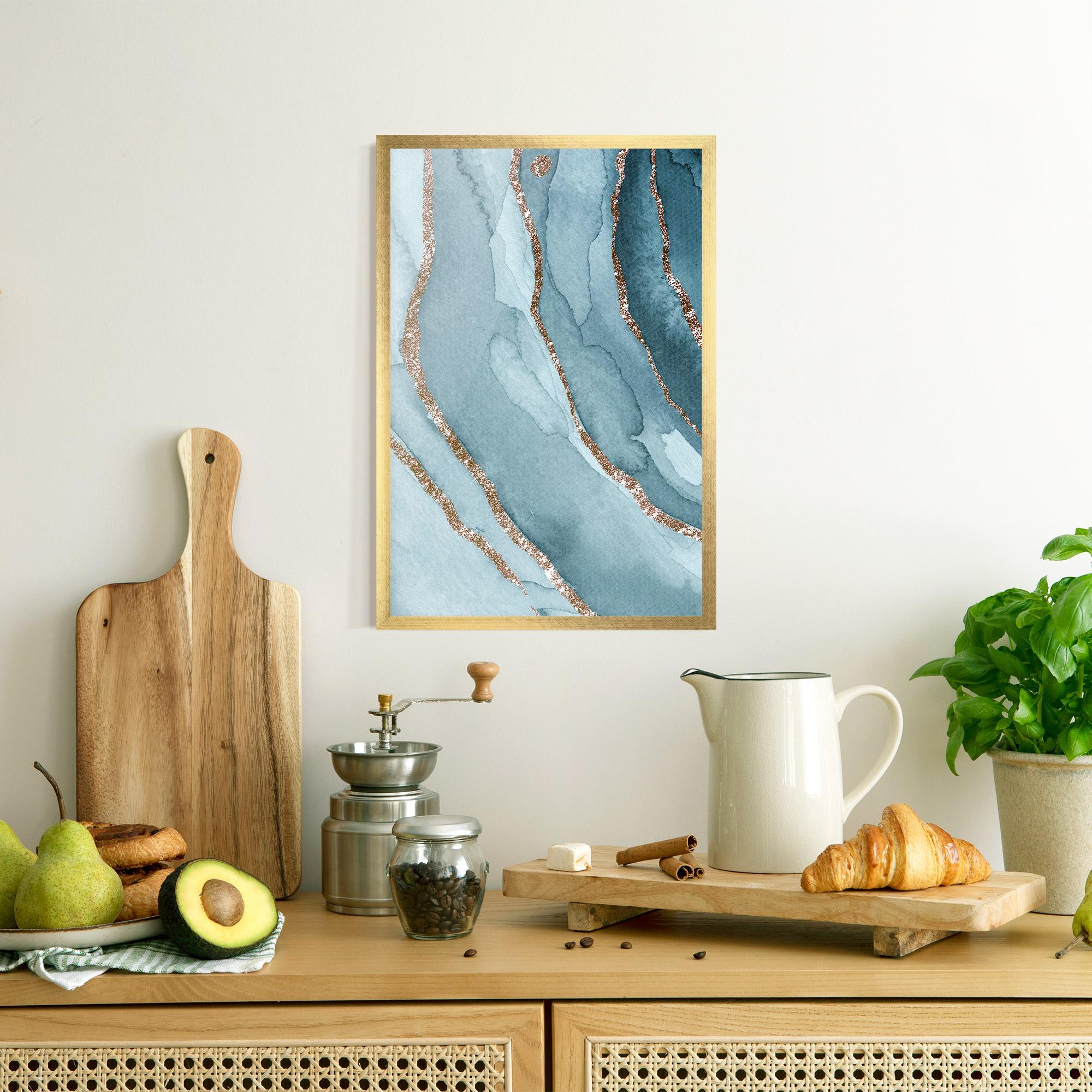 Poster Înrămat Blue Golden Glitter mockup 8