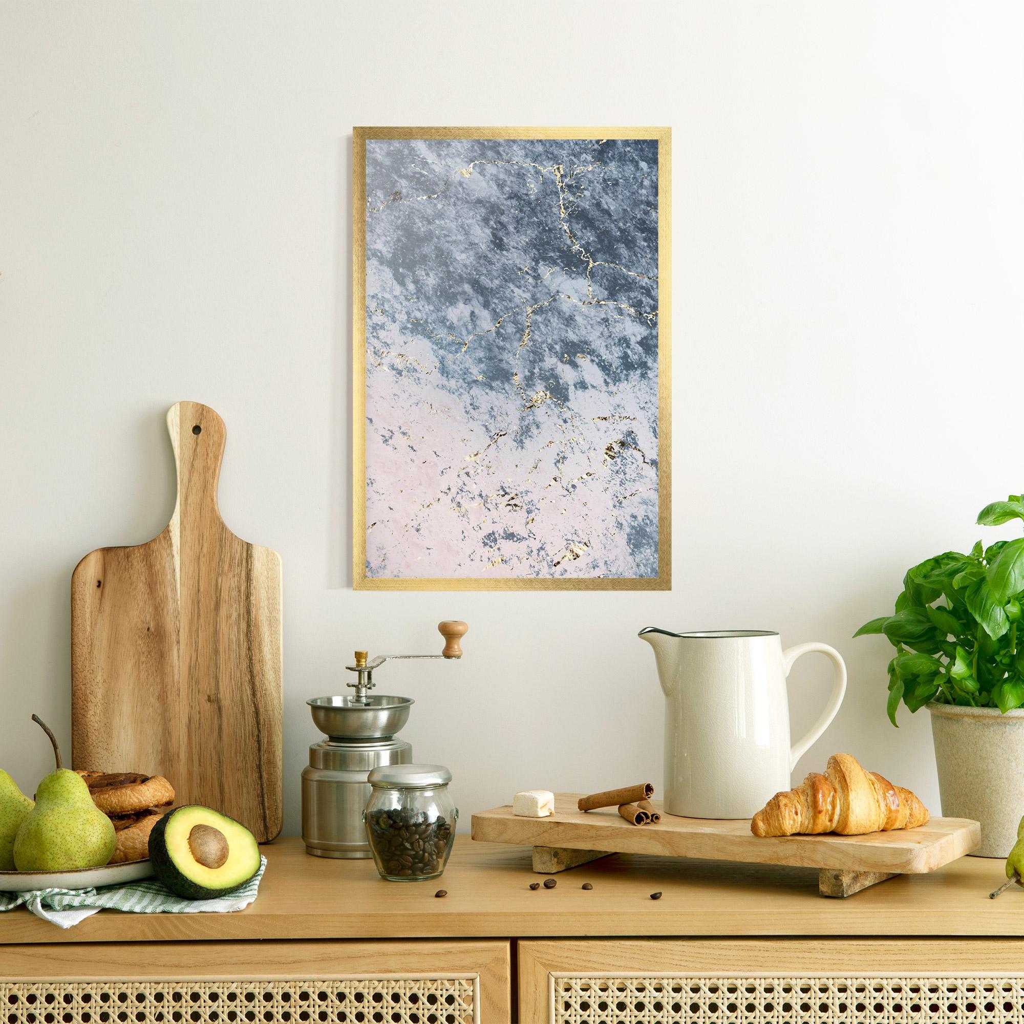 Poster Înrămat Blue Golden Lines mockup 8