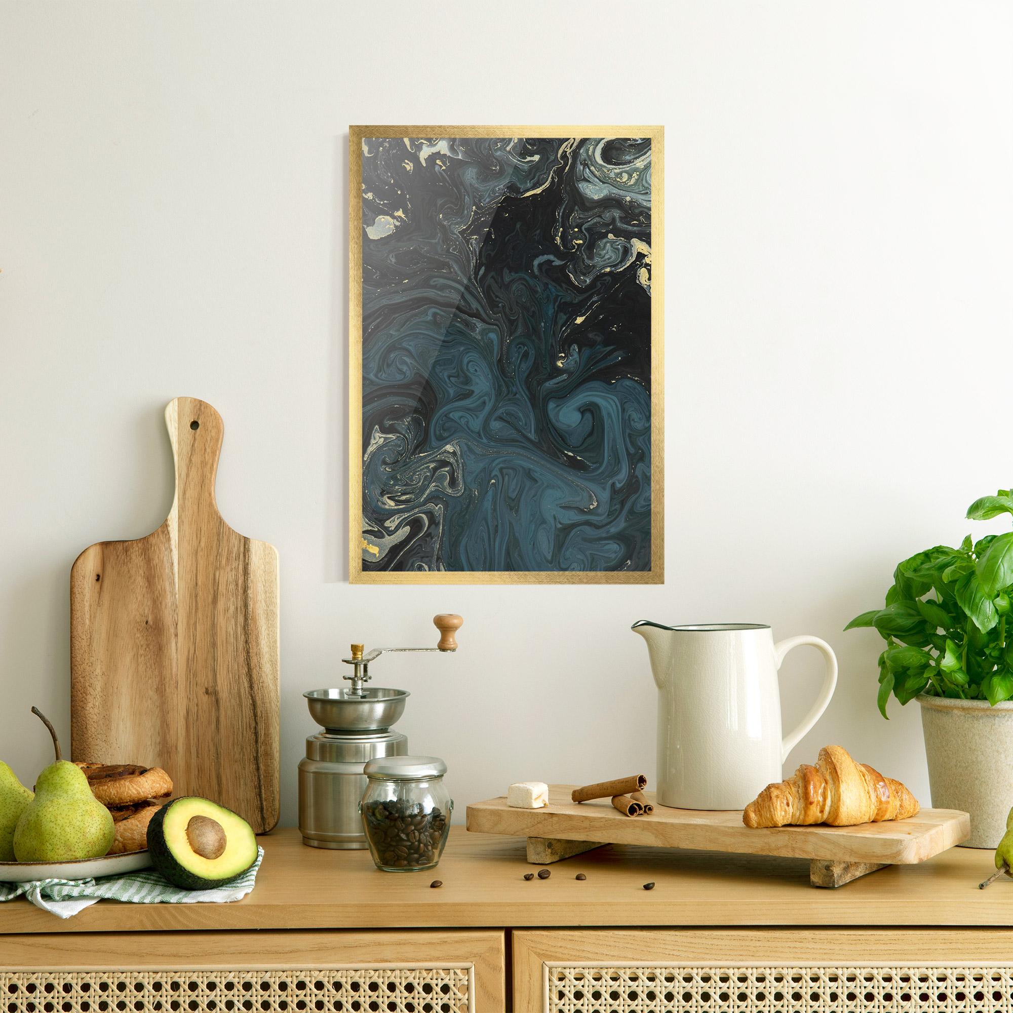 Poster Înrămat Dark Blue Marble mockup 8