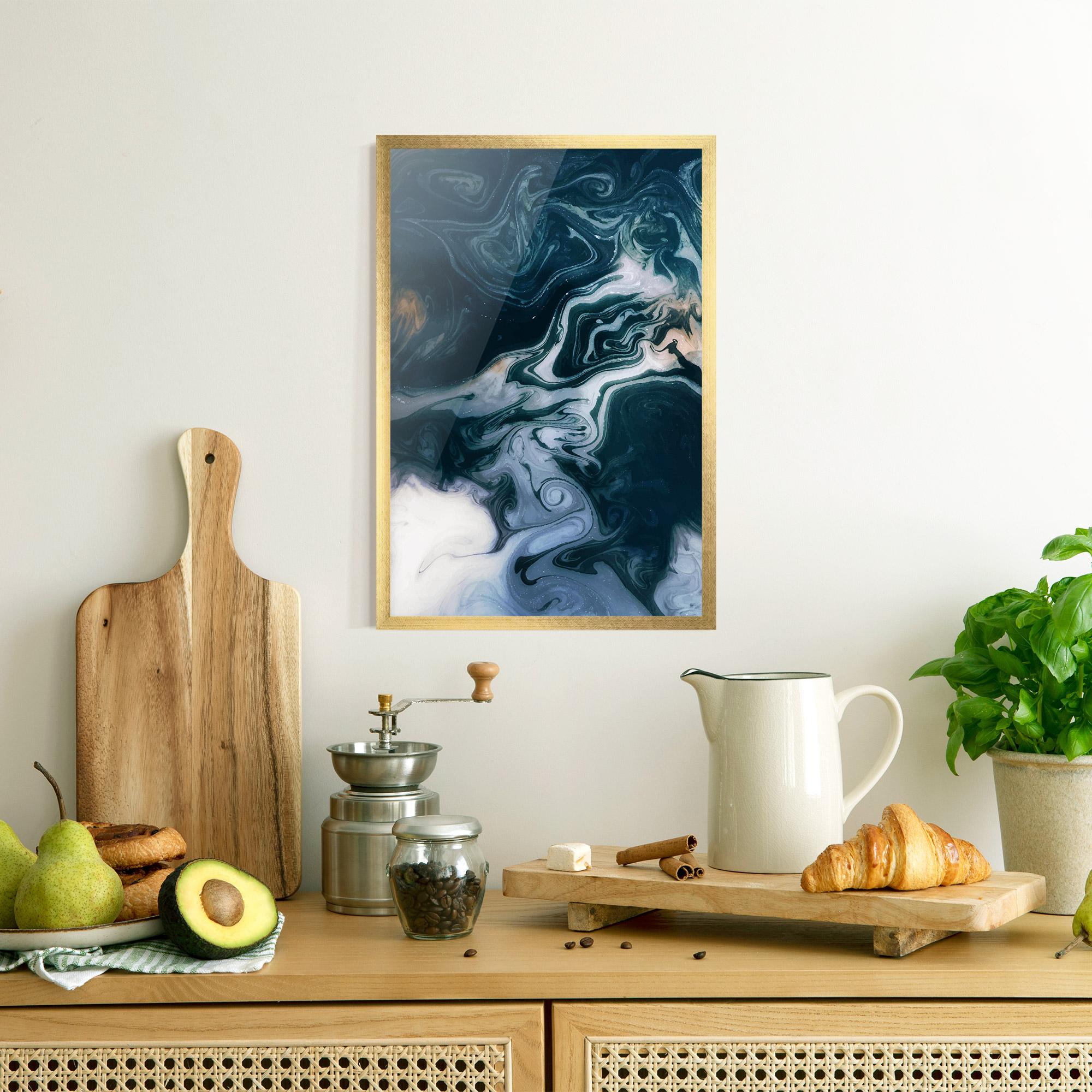 Poster Înrămat Dark Blue With White mockup 8