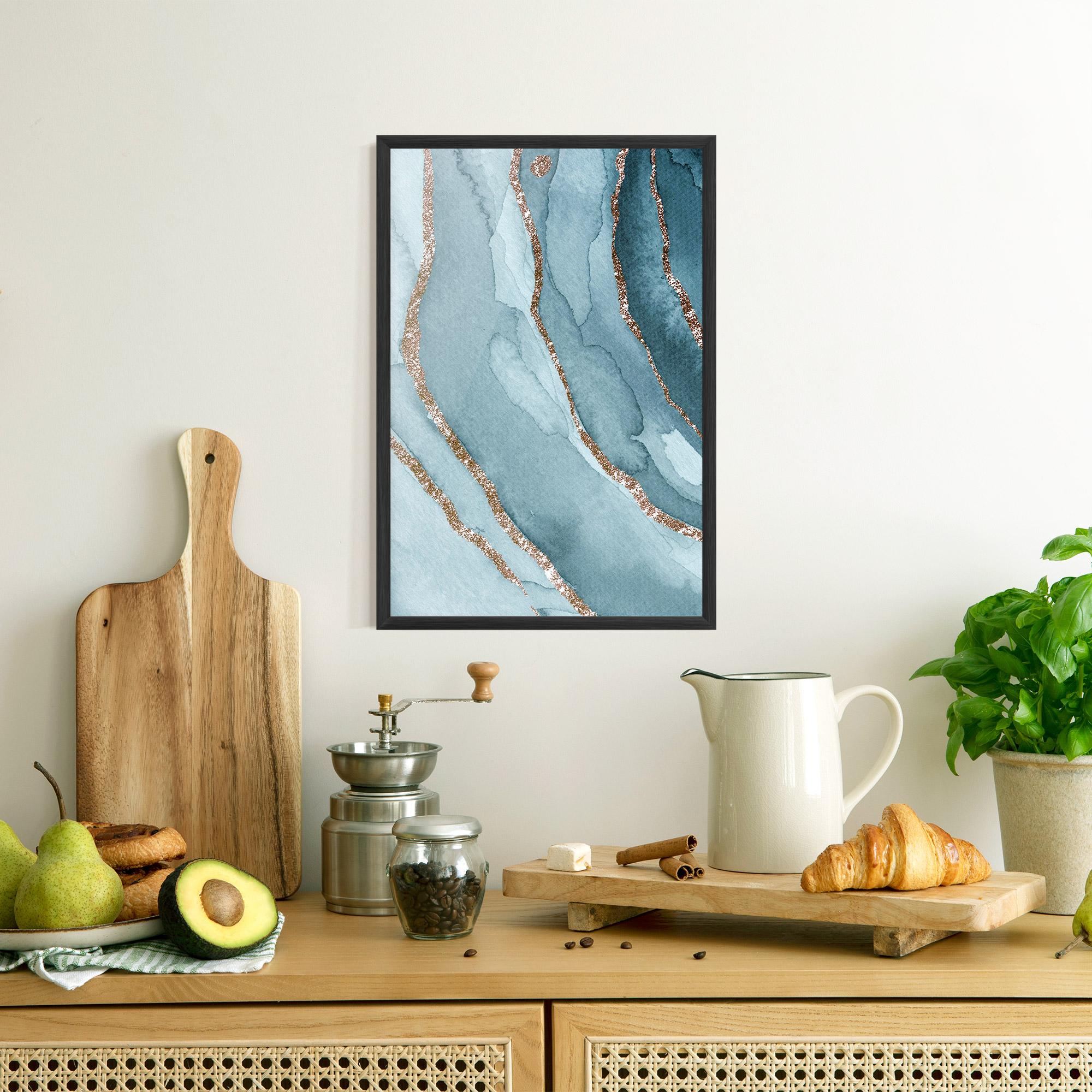 Poster Înrămat Blue Golden Glitter mockup 8